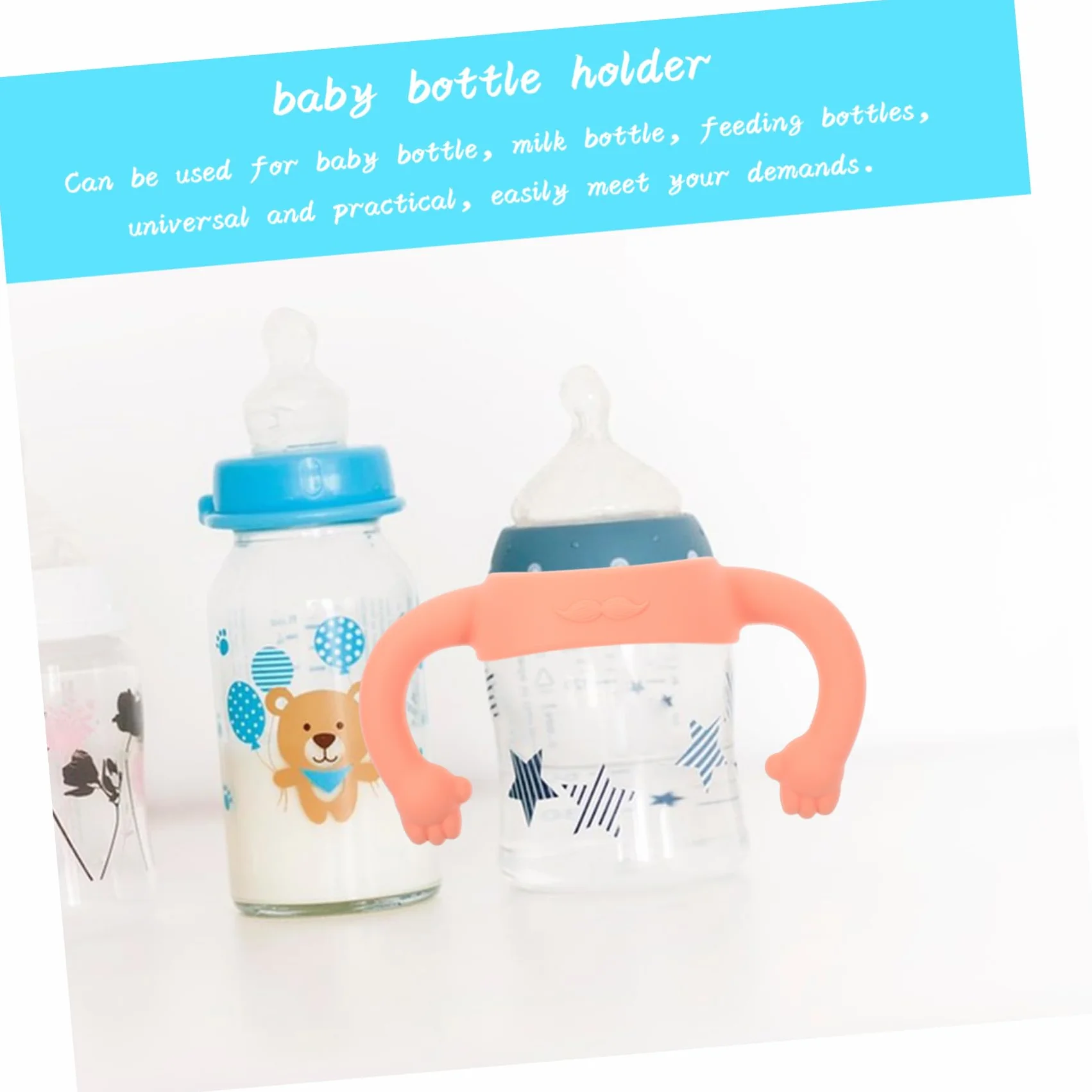 VICASKY Manici per Bottiglie in Silicone Rosa 2 Unitá Impugnatura Morbida e Confortevole per Bambino Bambina Facilmente Installabili