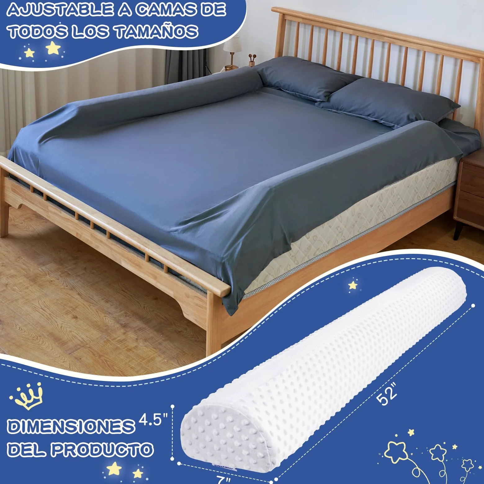 Barriera di sicurezza anticaduta per letto da bambino, Guardia Paracolpi in Schiuma, Portatile Sponda Letto Bambini Copertura Rimovibile Morbida Impermeabile e Lavabile