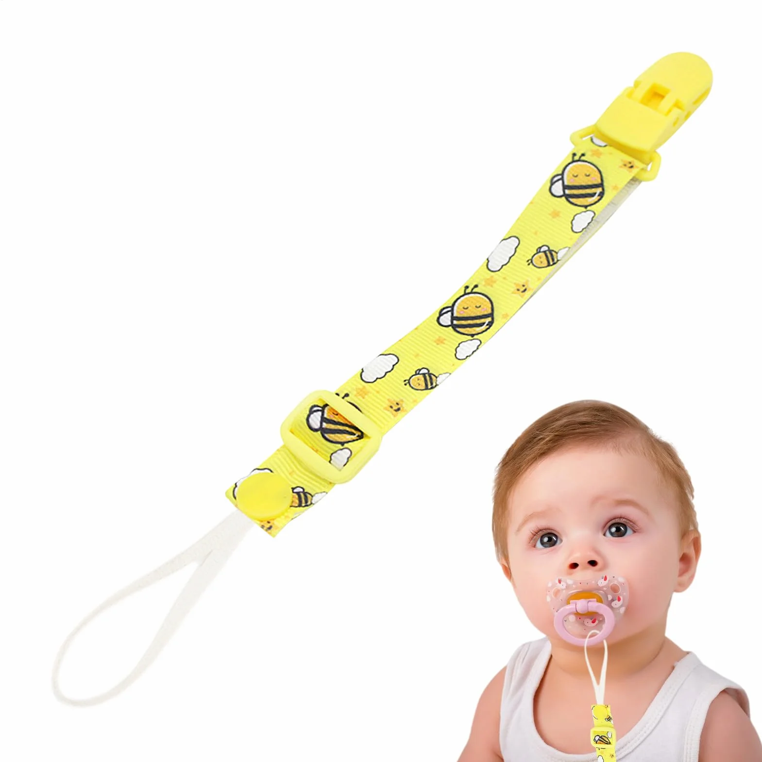 Clip per ciuccio, clip per porta ciuccio - Guinzaglio universale antigoccia per e massaggiagengive,Giocattoli per la dentizione con cordino per, adatti per la maggior parte