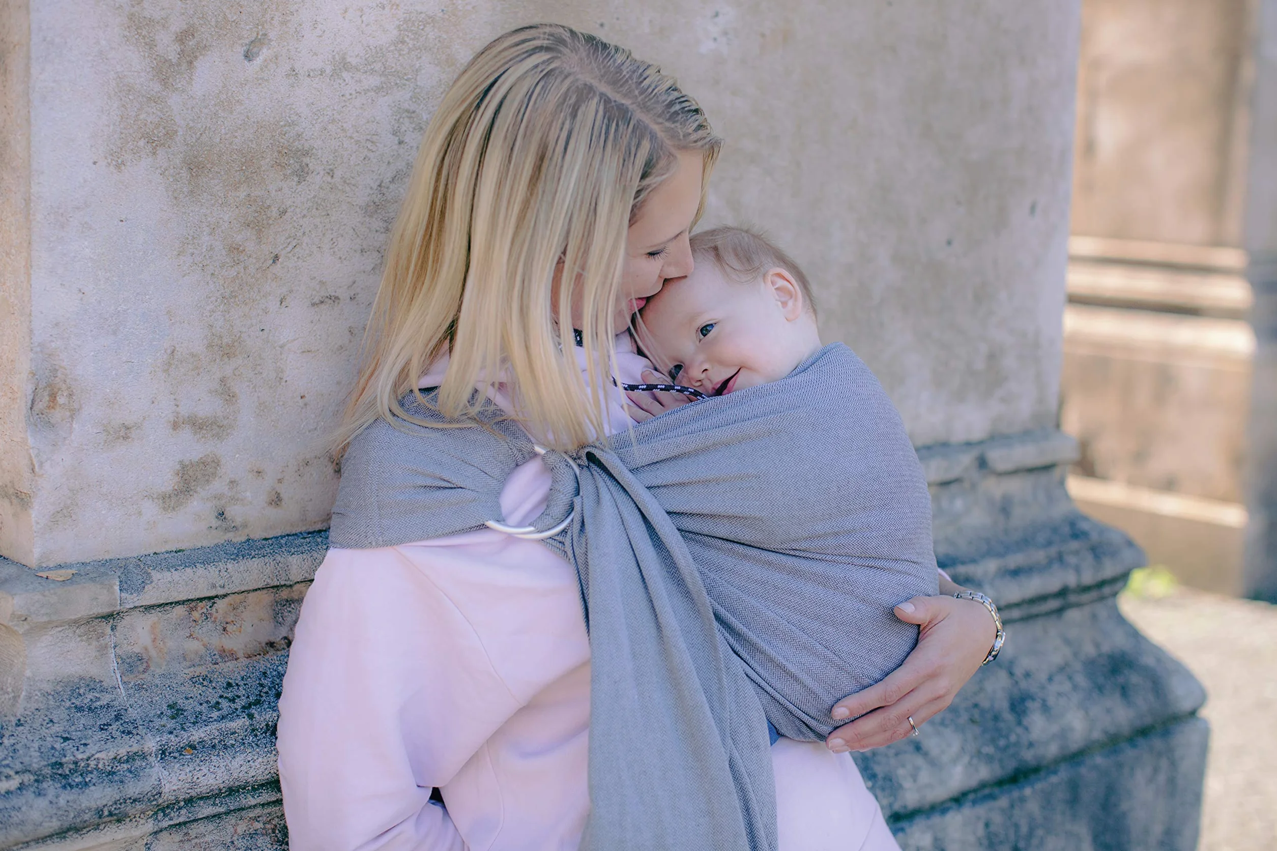 AMAZONAS AZ-5060237 Ring Sling Grigio 180 X 70 Cm - Marsupio a Fascia con Anelli - 600 g