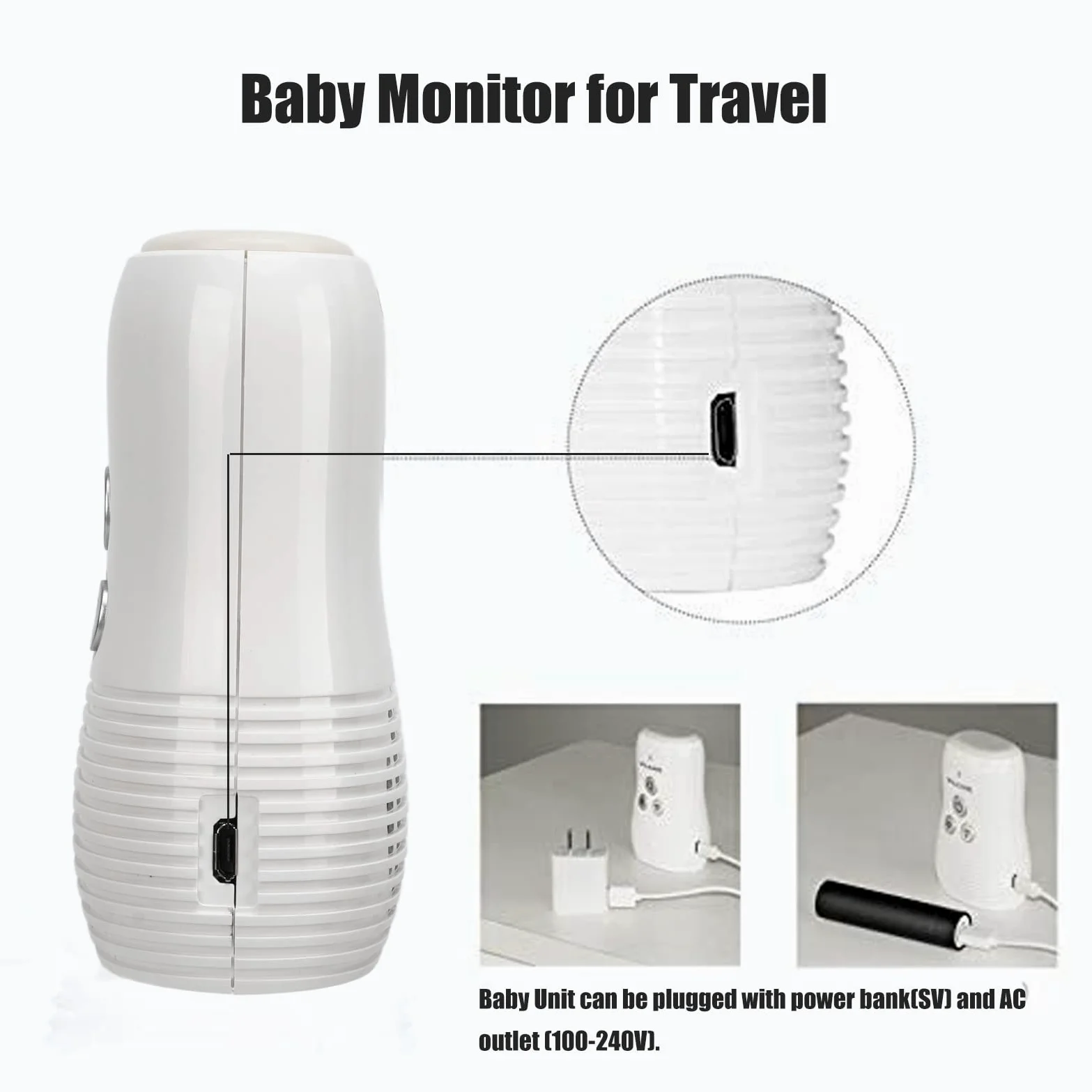 Baby Monitor Audio, unità Genitore Portatile a 2,4 GHz Citofono Bidirezionale Intelligente, con Luce Notturna Monitor per la Cura del Bambino, Connessione e Privata(EU)