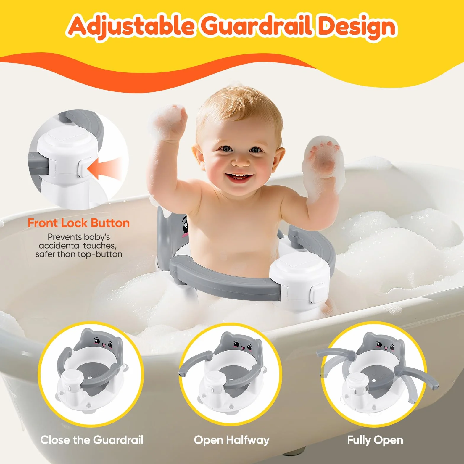 Seggiolino da Bagno Per Bambini,Seggiolino Antiscivolo Con 4 Potenti Ventose,Seggiolino per Vasca da Bagno per Bagnetto da 6 Mesi
