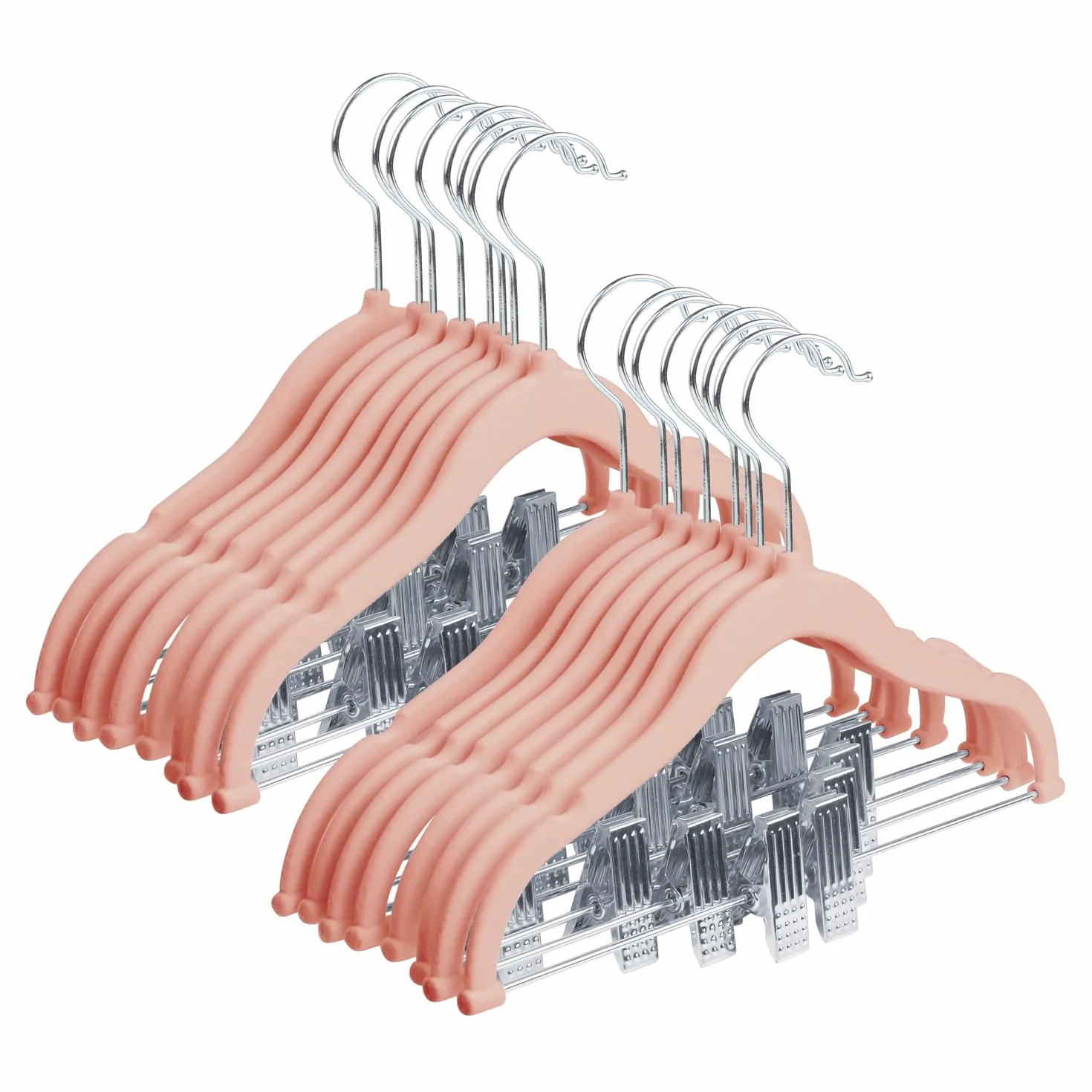 16 ganci per pantaloni con clip mobili,ganci in velluto per neonati,gancio girevole,antiscivolo,ganci per cappotti per bambini salvaspazio per gonne,pantaloni,abiti,giacche (30 cm,rosa)