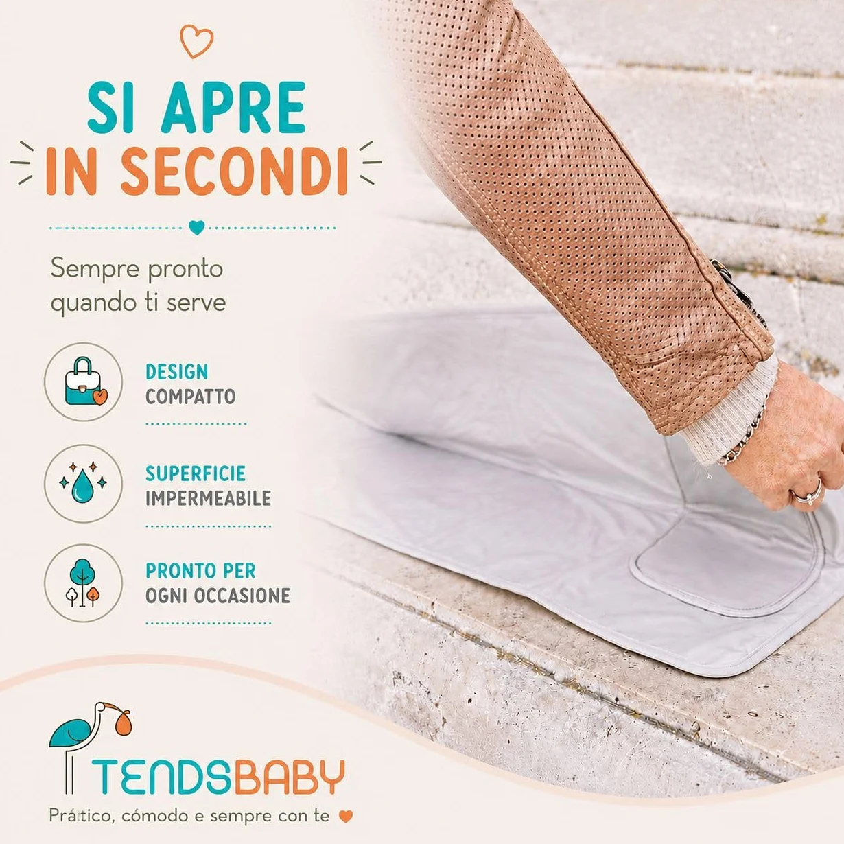 TENDS Fasciatoio Portatile Neonato - Fasciatoio Pieghevole e Impermeabile per Viaggio como Neonato Accessori Utili - Regalo Nascita Perfetto per Bimbo e Bimba - Fasciatoio neonato portatile
