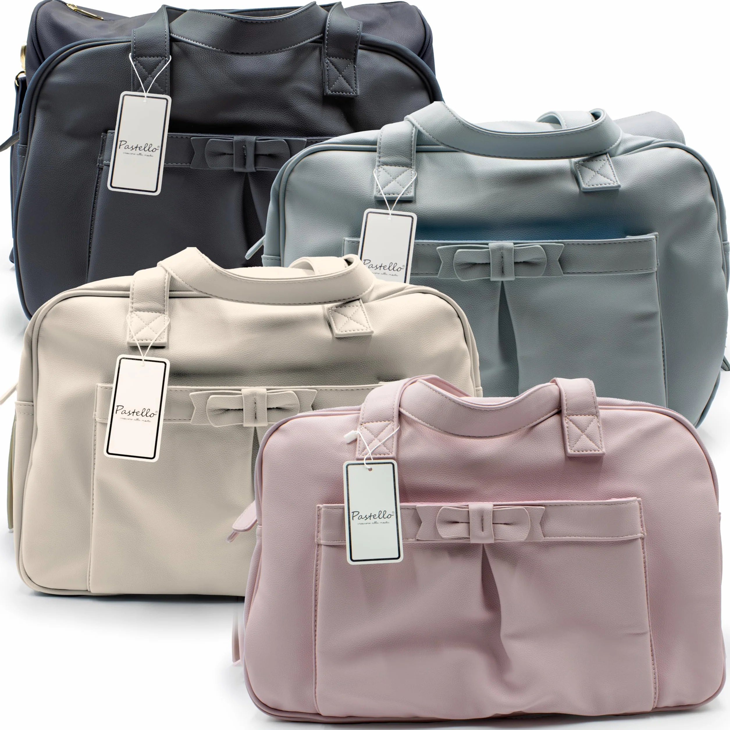 PASTELLO - Set Borsa Nascita Multifunzione con Accessori Inclusi, Borsone Mamma per Cambio e Viaggio, Con Fasciatoio, Portabiberon Termico e Portaciuccio (Art. SETN02)