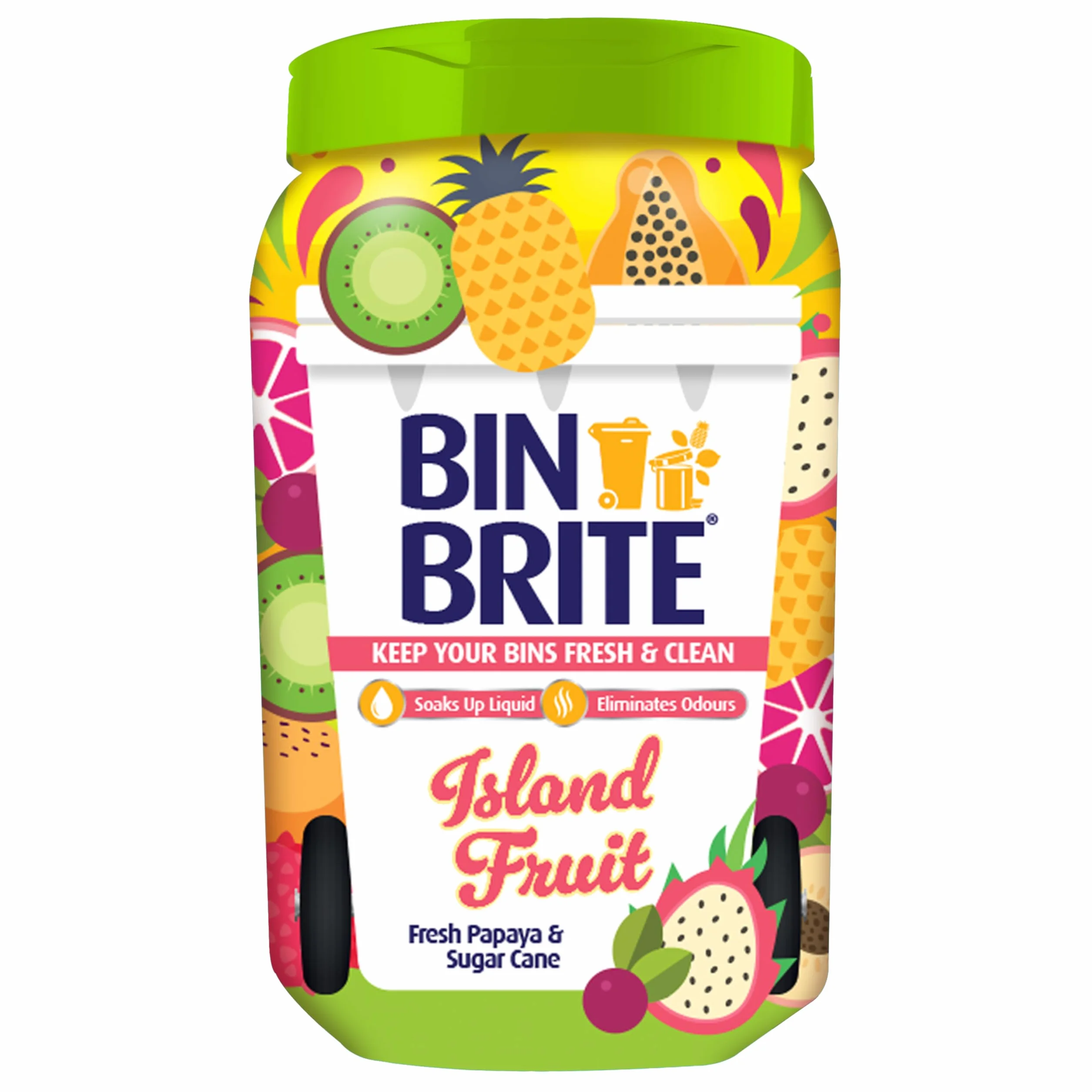 Neutralizzatore di odori, mantiene i bidoni freschi e puliti, assorbe liquidi, elimina gli odori (frutta dell'isola, 500 g)