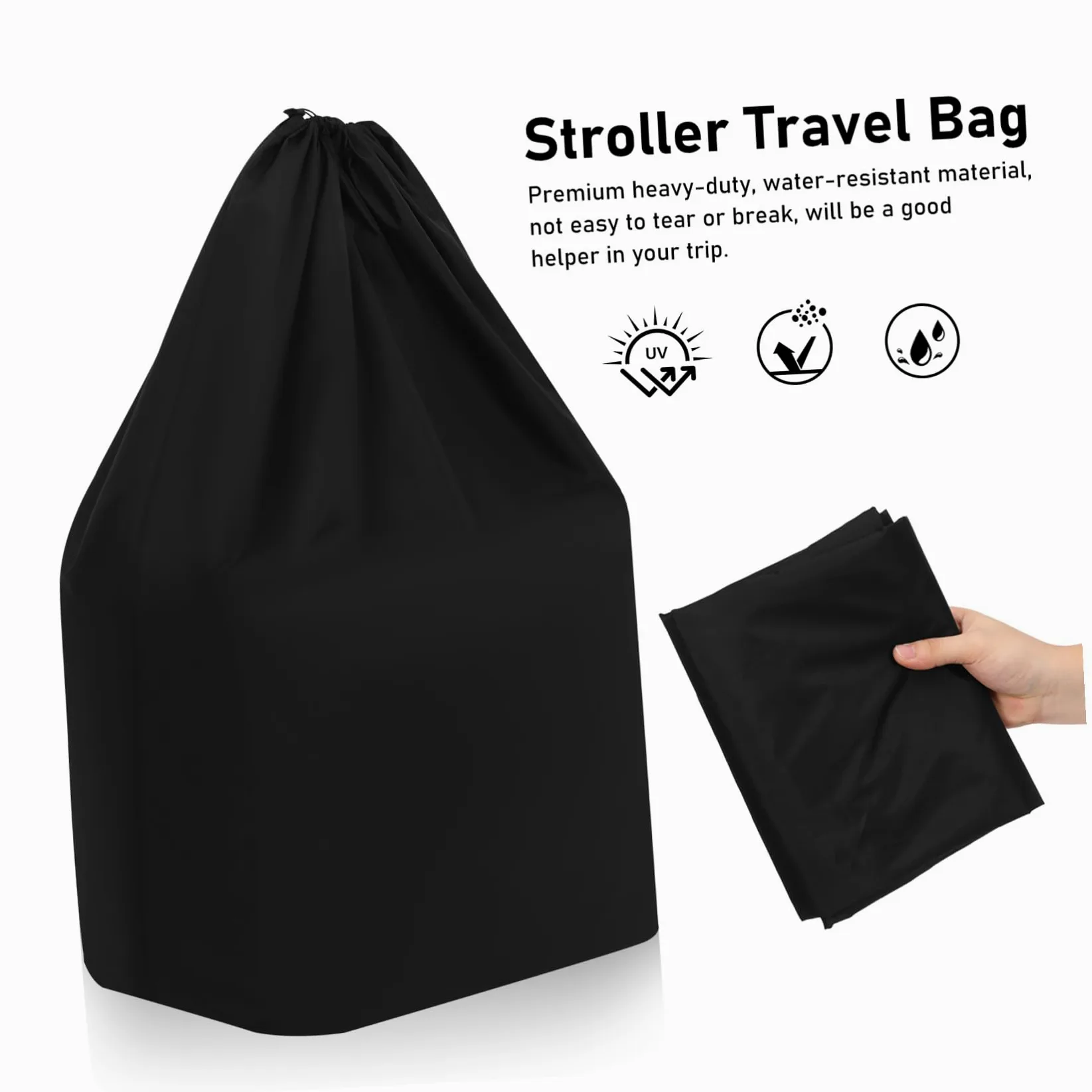 Toyvian Borsa per Viaggi in Aereo da Viaggio in Nylon Nero Spallacci Doppi e Protezione per Passeggino Sacco Compatibile la Maggior Parte dei Passeggini