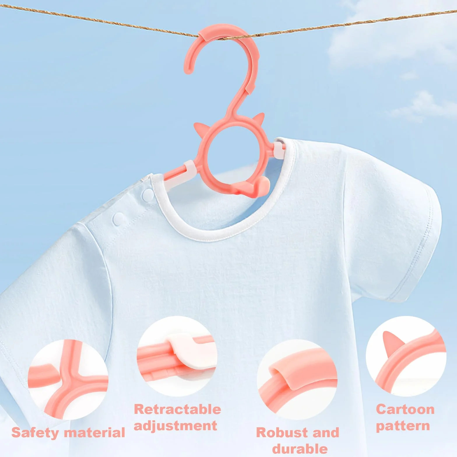 Set di 20 grucce appendiabiti per bambini, Grucce Appendiabiti Rosa con gancio a forma di orsetto, Appendini per Bambini Impilabili Allungabili, antiscivolo, Allungabili, per unisex bambino Neonati
