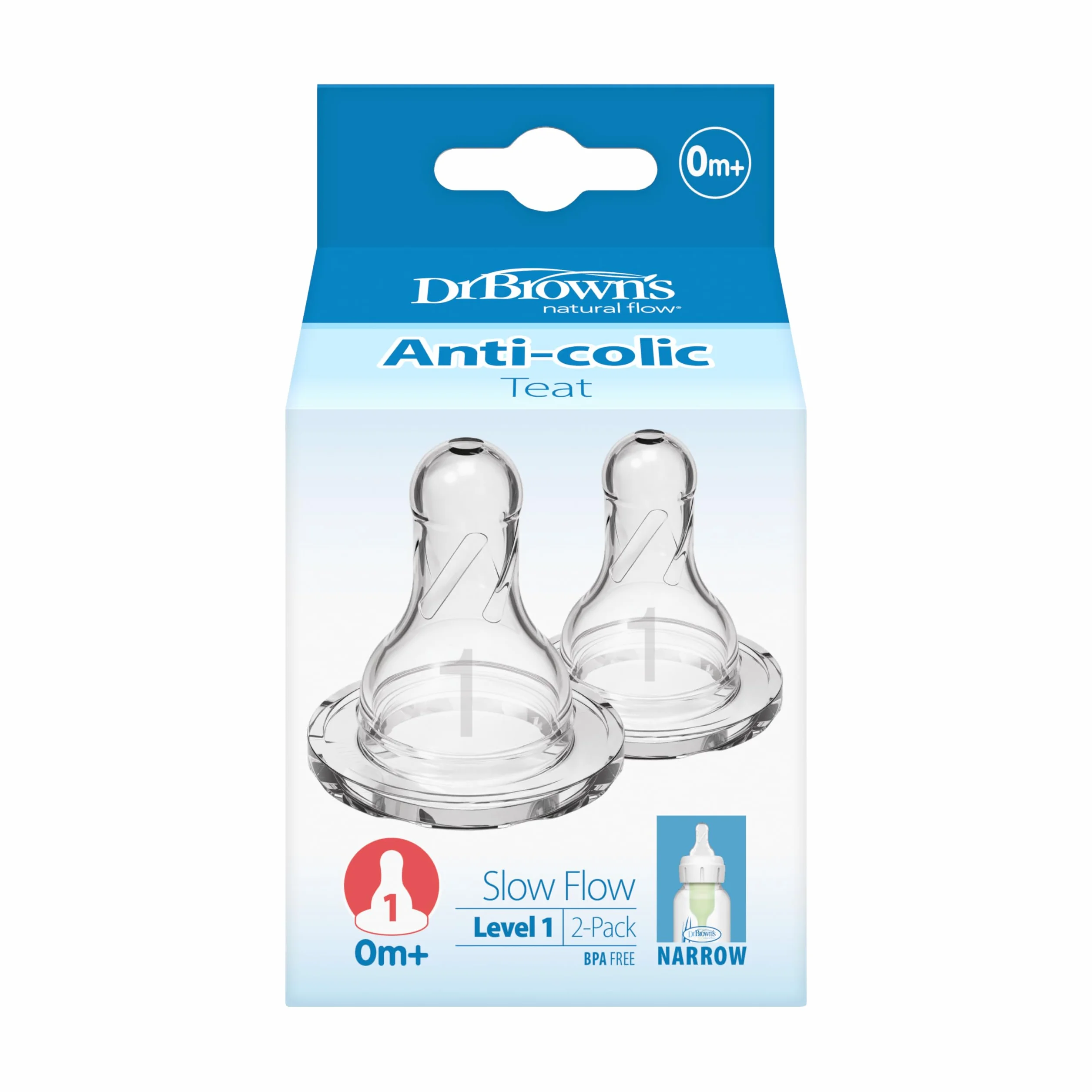 Dr Brown 's Options – Tettarella bocca stretta +0 meses trasparente