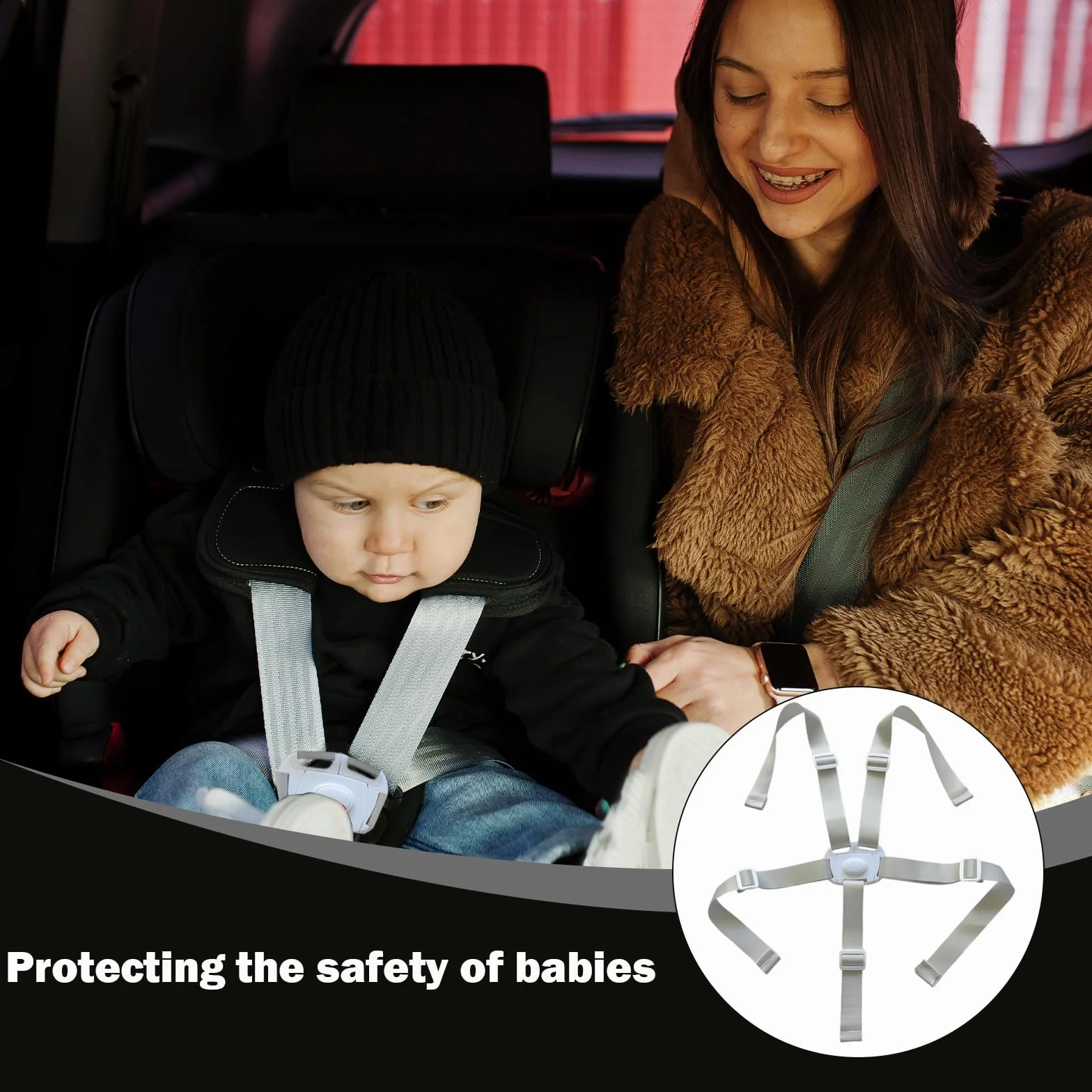 Cintura di sicurezza per seggiolone, cintura di sicurezza a 5 punti, cintura di sicurezza universale regolabile per bambini