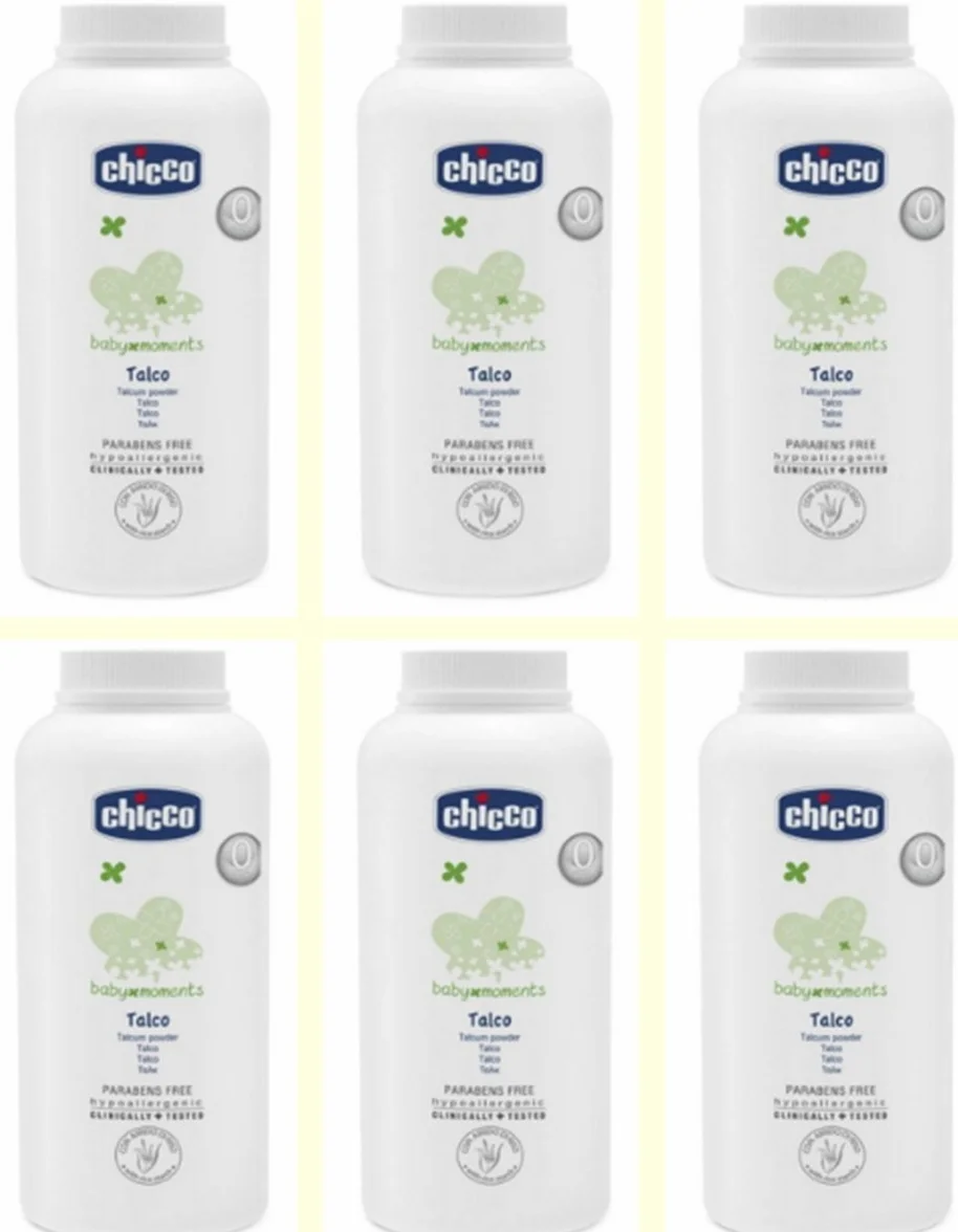 6 X Polvere di Talco Chicco Baby Moments Per la cura di Bambini e neonati