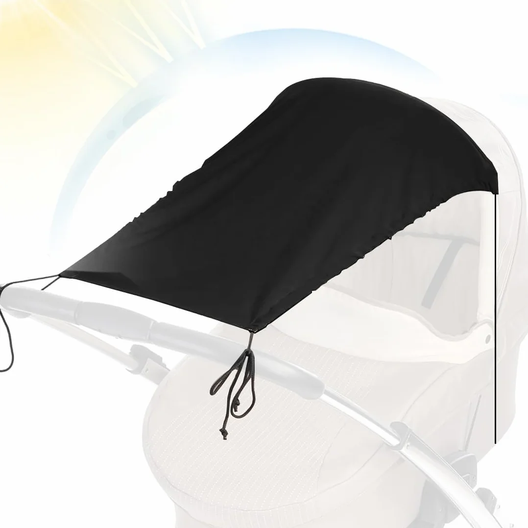 Telo Parasole Universale, Parasole per Passeggino, Parasole Carrozzina, Parasole Passeggino, Protezione Solare per Passeggino e Navicella Regolabile con protezione UV 50, Nero