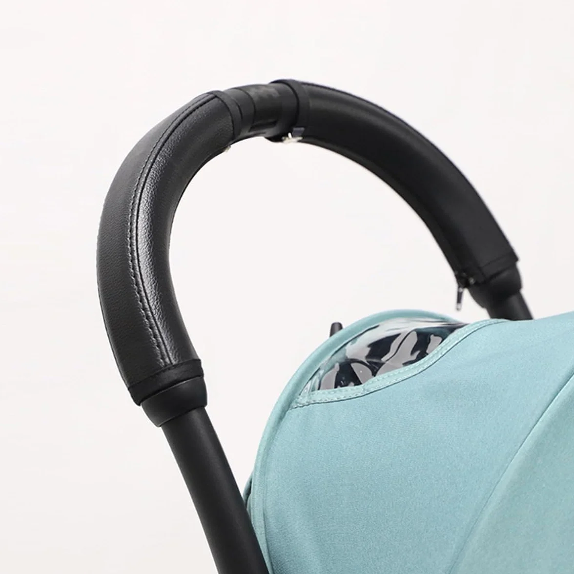 Copertura per maniglia del passeggino compatibile con YOYO3 Paraurti per passeggino Accessori con cerniera aperta, pelle vegana, nera