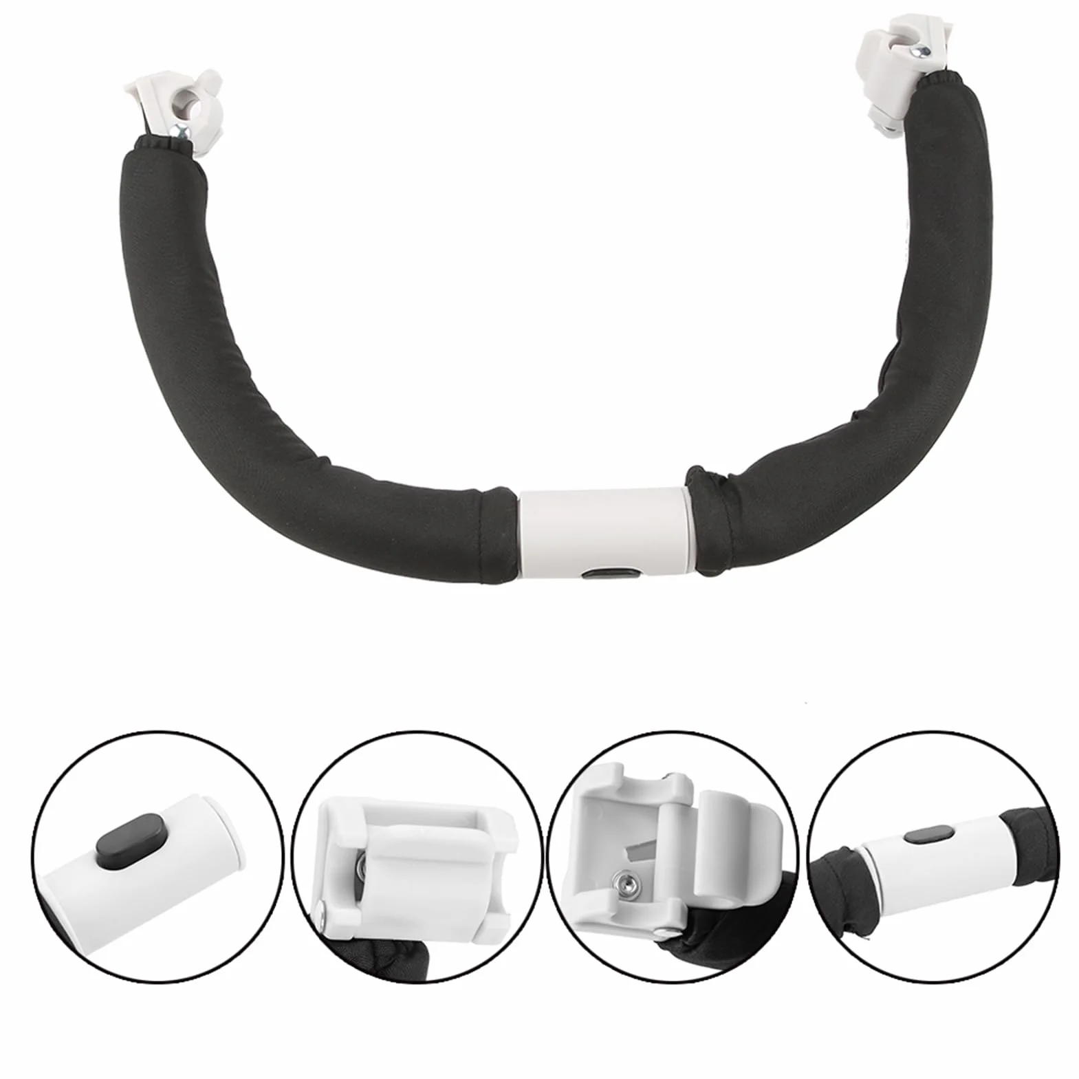 Maniglia per passeggino regolabile Manubrio Accessori per passeggino Barra paraurti Maniglia per passeggino Bracciolo Guardrail anteriore staccabile Recinzione di sicurezza (Black)