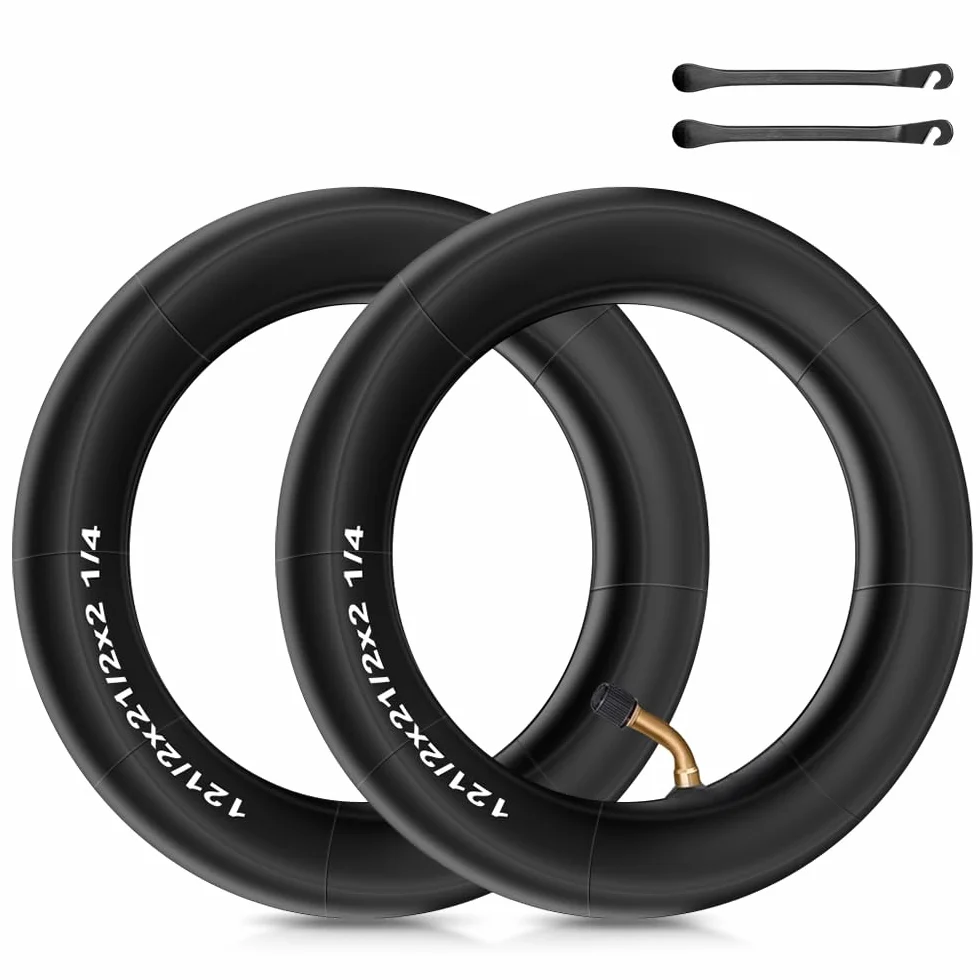 2 pezzi Camera d'Aria, 12 1/2"x 2 1/4" con Valvola a gomito ad 2 Angolo 45° Doppio spessore Ruote di ricambio per Passeggino Tricicli e Biciclette per Bambini