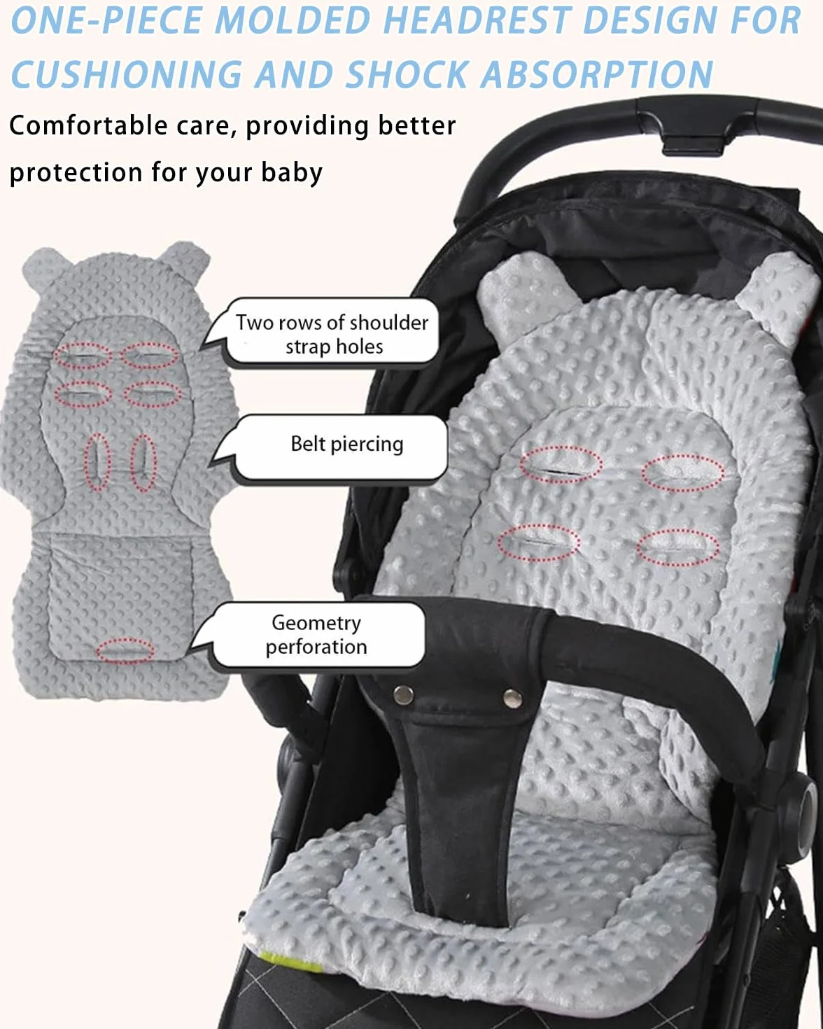 1 Pezzo Riduttore passeggino universale，Materassino Passeggino Universale In Cotone, Cuscino Passeggino Universale, Traspirante, Morbido, Accessori Per Passeggini（grigio）