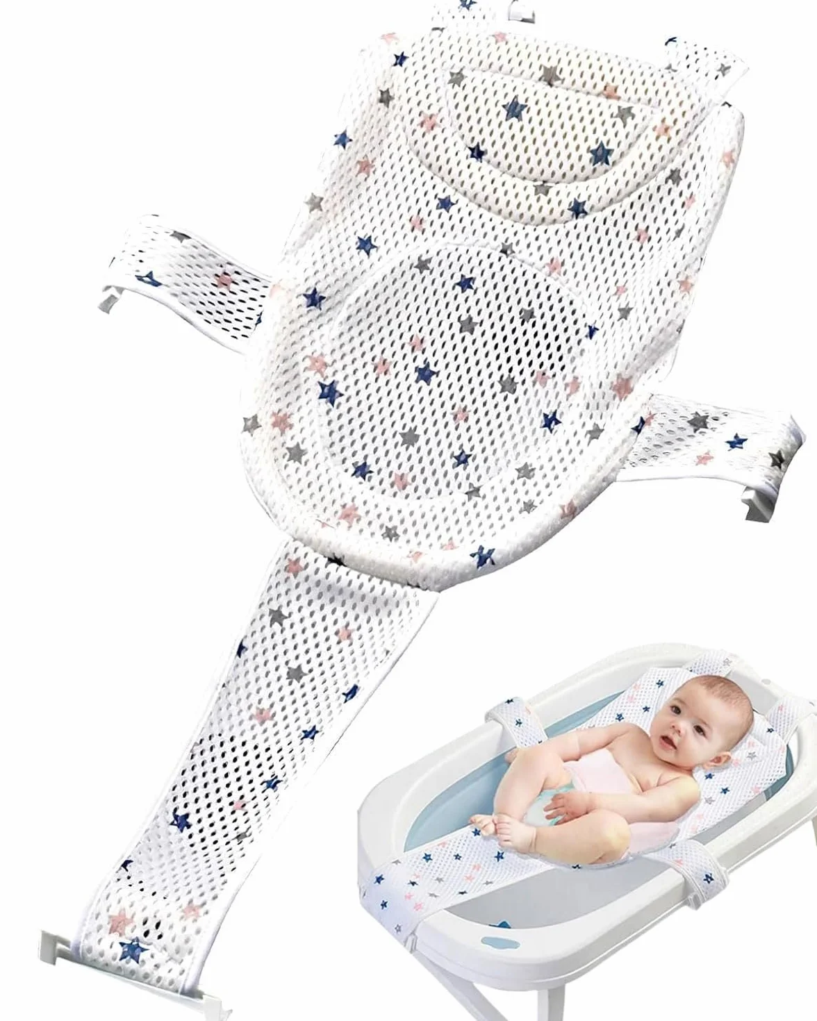 Seggiolini per bagnetto,1pcs Cuscino Bagnetto Neonato Universale, Tappetino da Bagno per Neonati, Rete Bagnetto Sedile Bagnetti, Bagnetto Supporto Sedile Regolabile,per Bambino 0-3 anni
