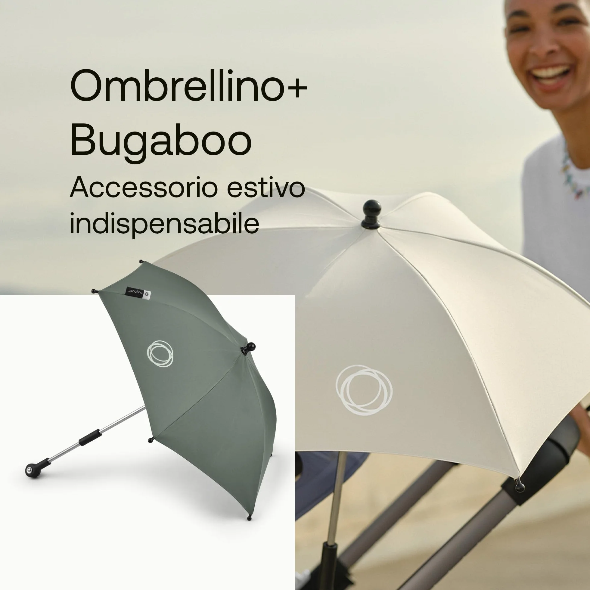 Bugaboo Ombrellino+, Compatibile con Tutti i Passeggini Bugaboo, Tessuto con fattore di protezione solare UPF 50+, Ampia Zona d'Ombra, Collegamento con Un Clic, Forest Green