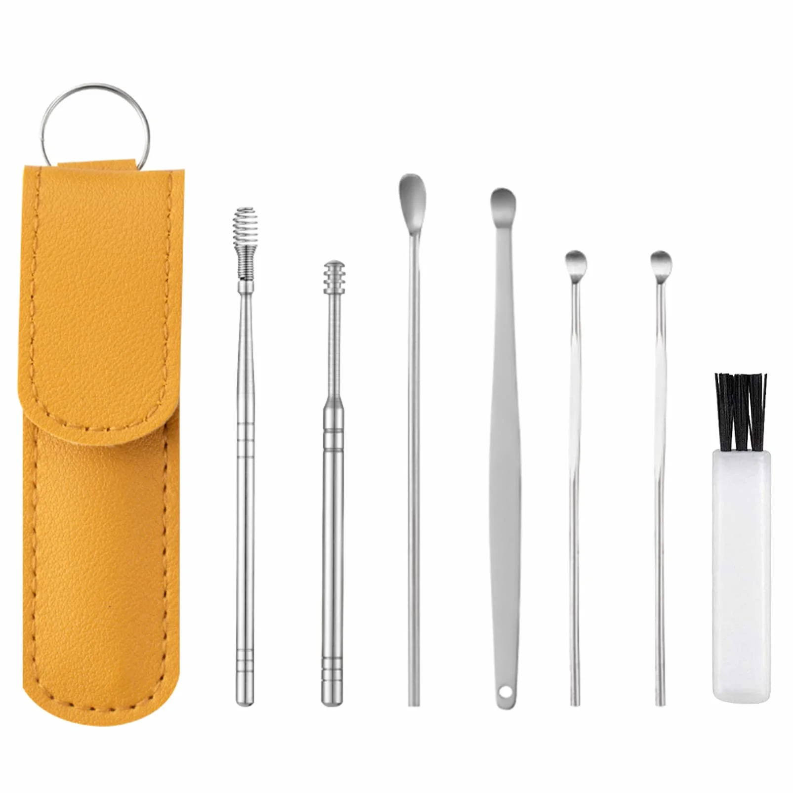 Pulisci Orecchie, [7 Pezzi] Kit di Rimozione del Cerume, Strumenti per Pulizia dell’Orecchio in Acciaio Inox, con Custodia Portatile in PU, per Adulti e Bambini Pulizia Dellorecchio