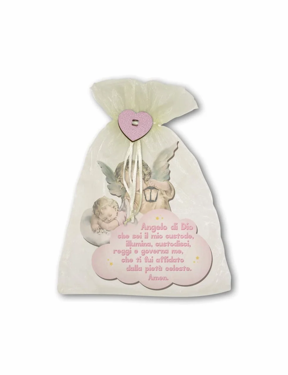 Fratelli Bonella | Quadro in legno dell’Angelo con lanterna per Bambina con preghiera Angelo di Dio 11x14 cm | Made in Italy