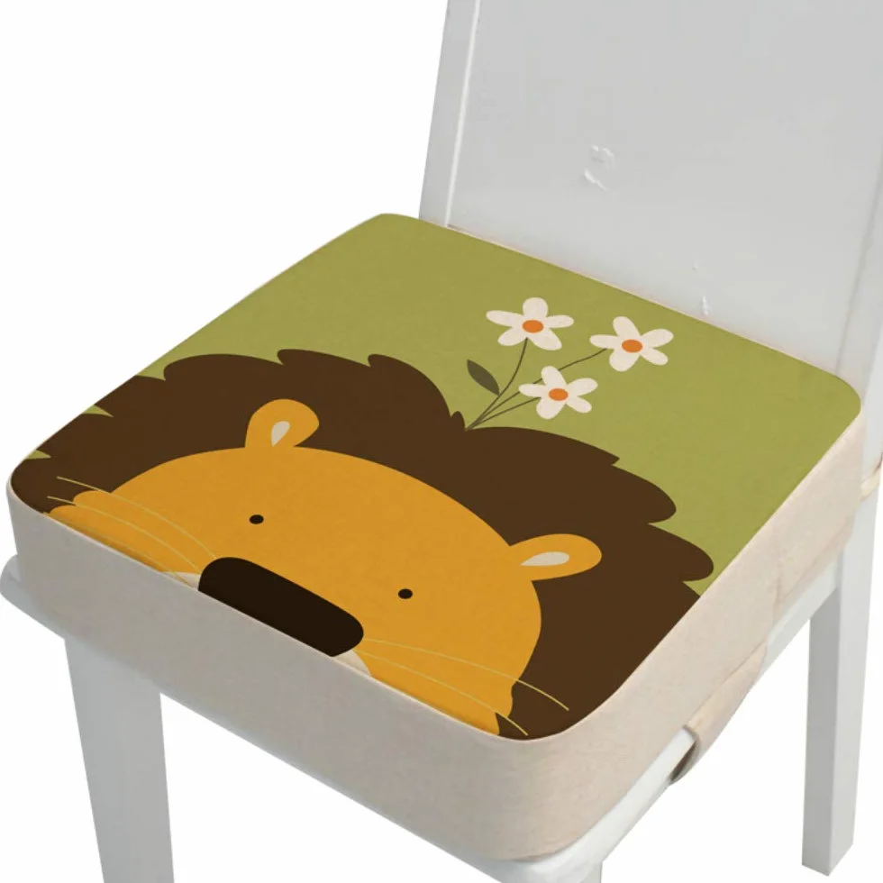 Cuscino Rialzo da Sedia per Bambini, Fansu Comodo e Facile da Pulire Smontabile Regolabile Cuscino Alzasedia per Seggioloni Cuscino Seduta per Sedia da Giardino (Leone,40x40x10cm)