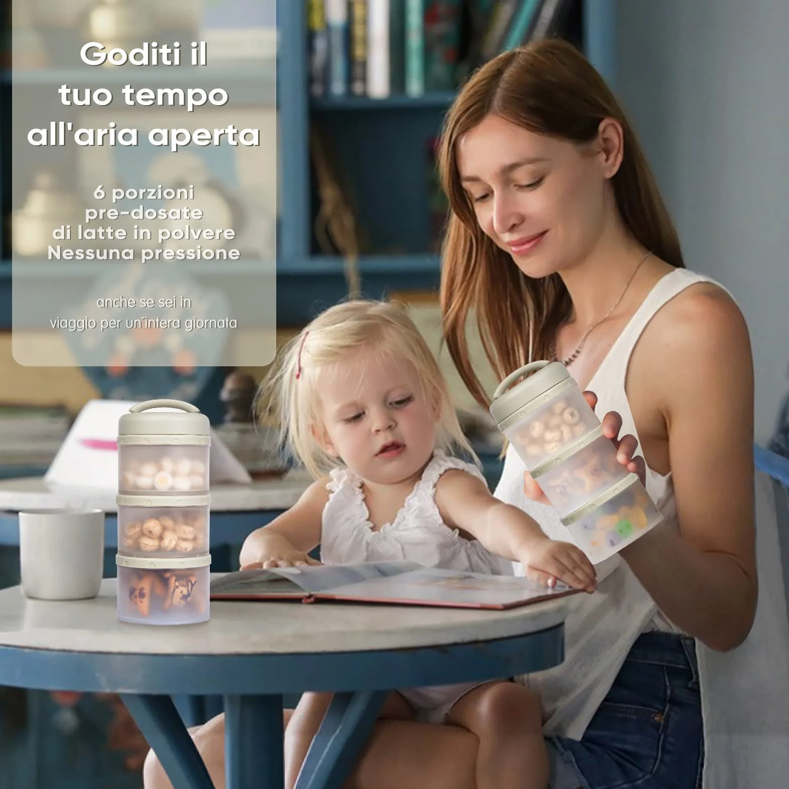 Termichy Dispenser per latte in polvere per neonati, impilabile, confezione da 2 (grigio caldo)