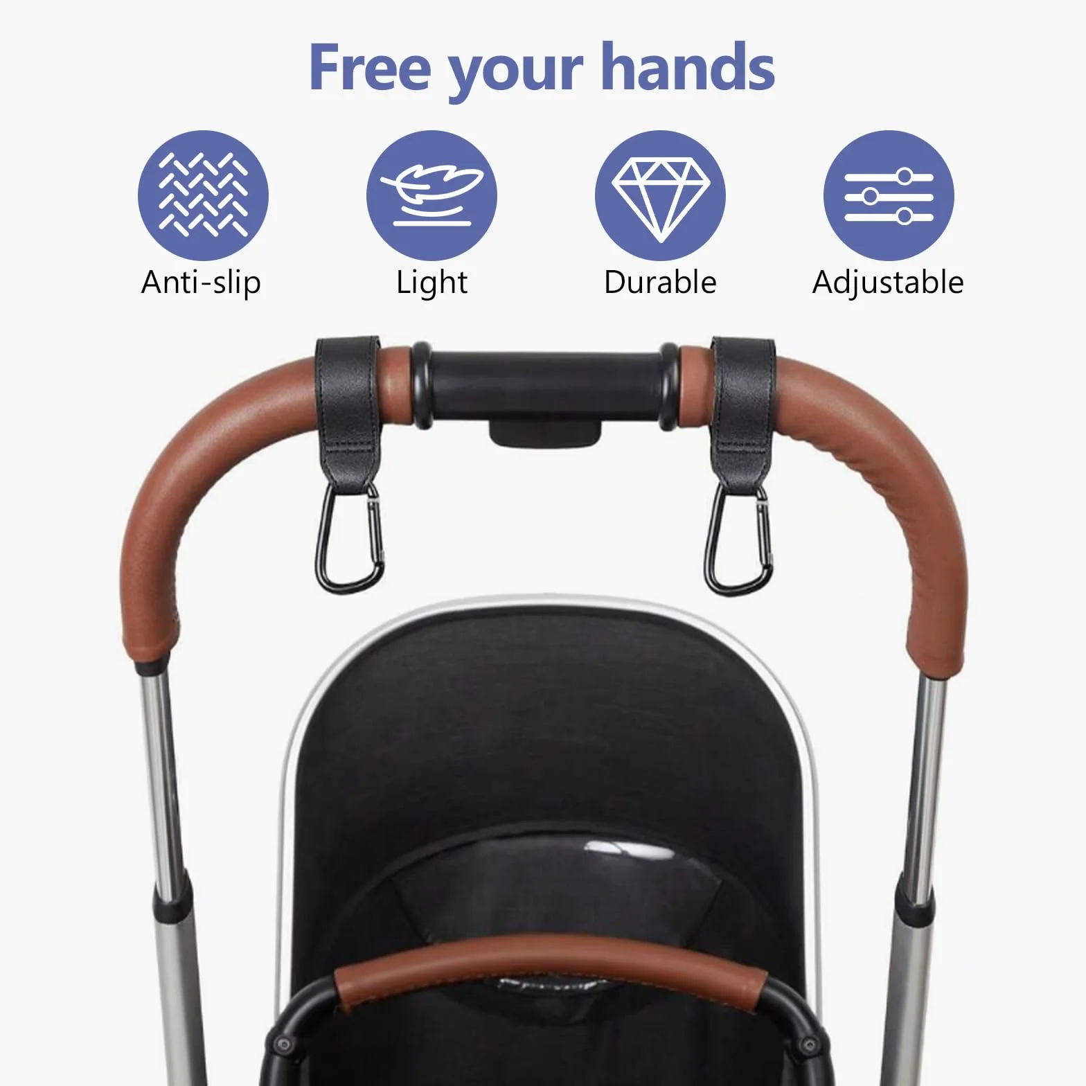 4 Pezzi Ganci per Passeggino, Accessori per Passeggino, Ganci Carrozzina Porta Borse con Moschettone Clip Carrozzina, per Borsa Fasciatoio Borse, Bag Sospese, Borraccia