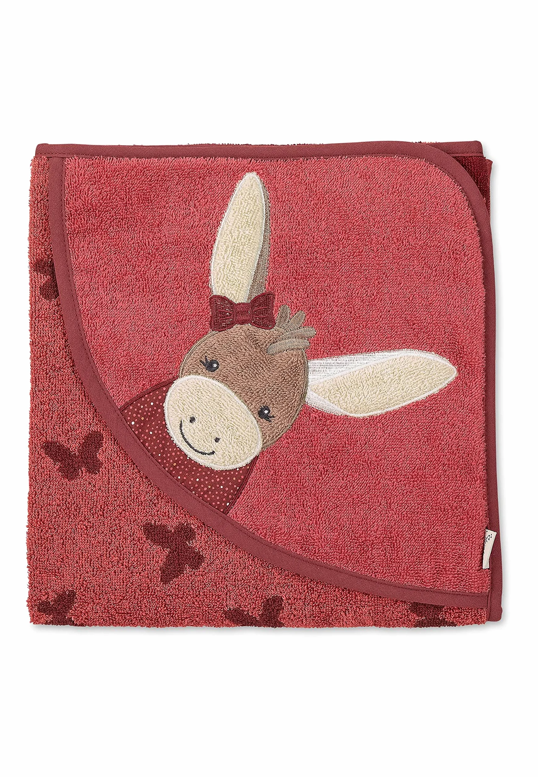 Sterntaler Emmily - Asciugamano da bagno con cappuccio, motivo: farfalle, 100 x 100 cm, colore: Rosso chiaro