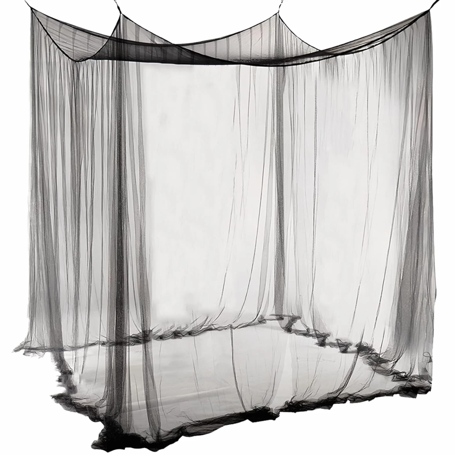 ACTOYS Zanzariera Letto, Zanzariera Quadrata Grandi Dimensioni, Universale Zanzariera per Letto Singolo Matrimoniale,Zanzariera Baldacchino per Terrazzo Gazebo Tenda da Sole Campeggio (Nero-1 porta)