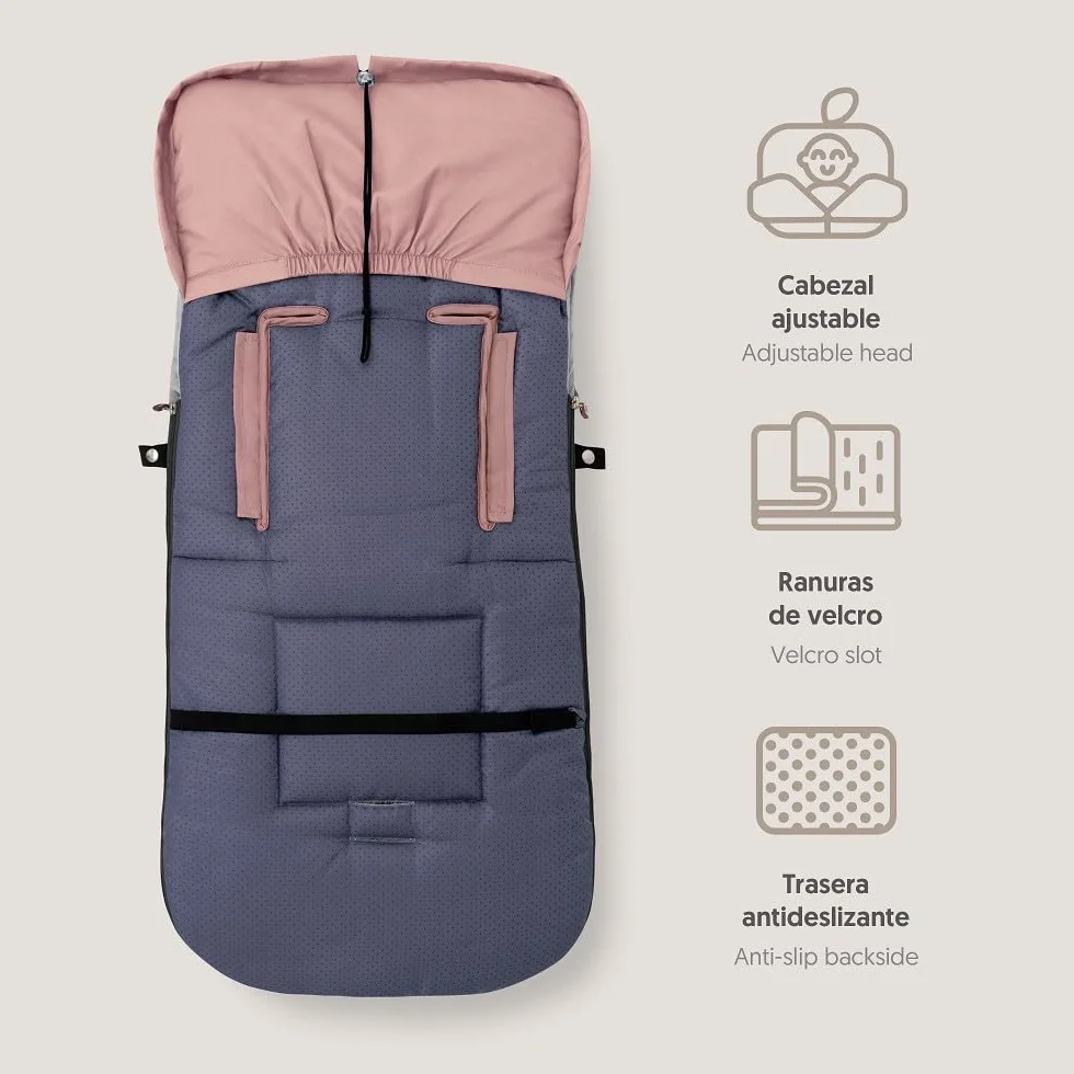 Sacco Passeggino Invernale Universale Interbaby | Copri Passeggino Universale Morbida | Sacco Termico per Ovetto Rimovibile, Doppia Apertura, Facile da Lavare, Materiali Anallergici, Rosa