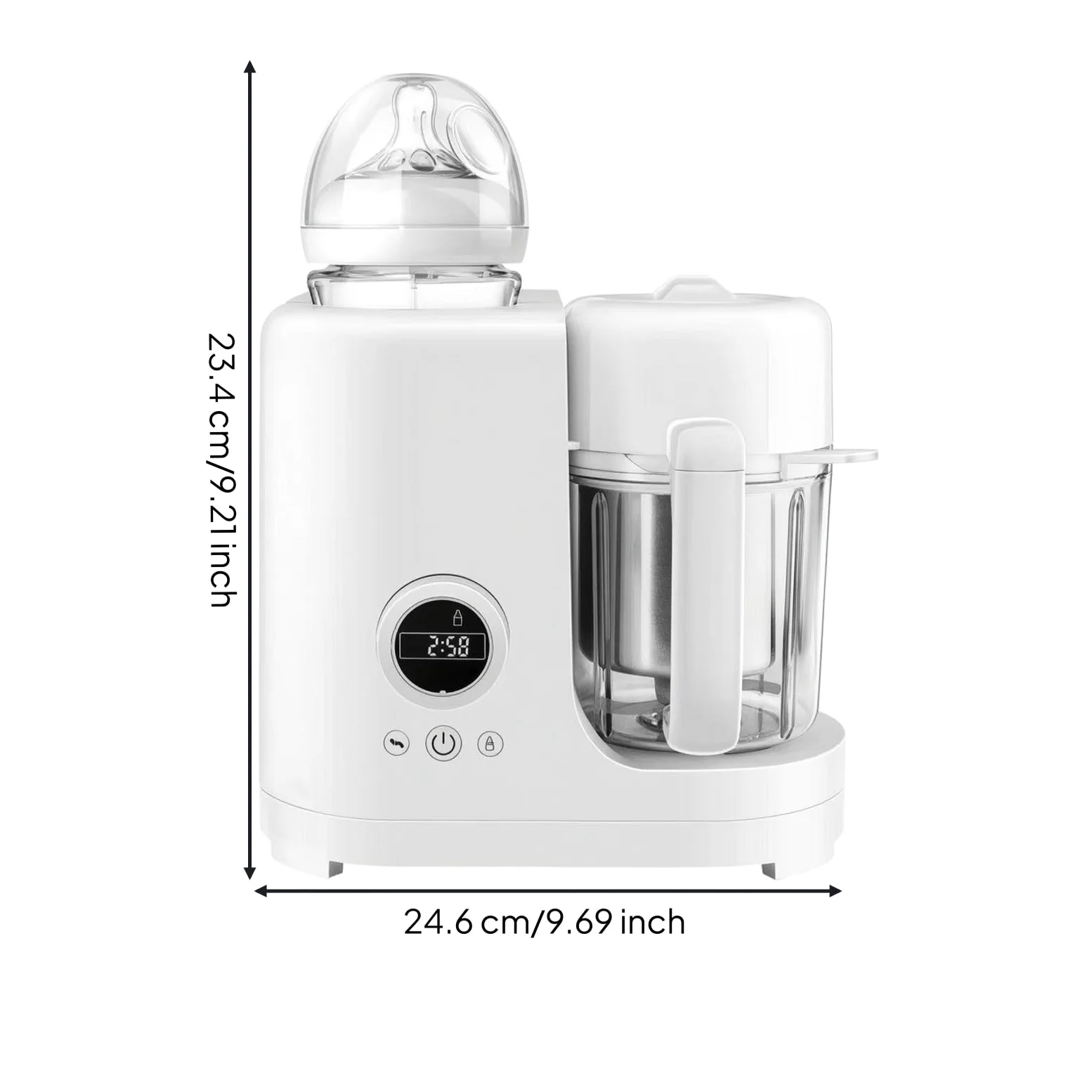 Almencla Infant Vaporiera Cuocipappa Robot Pappe Frullatore Multifunzione con Pannello Frontale Recipiente Visibile in Adatto a Pasti per Cucina Domestica Abitudini di Nutrizione