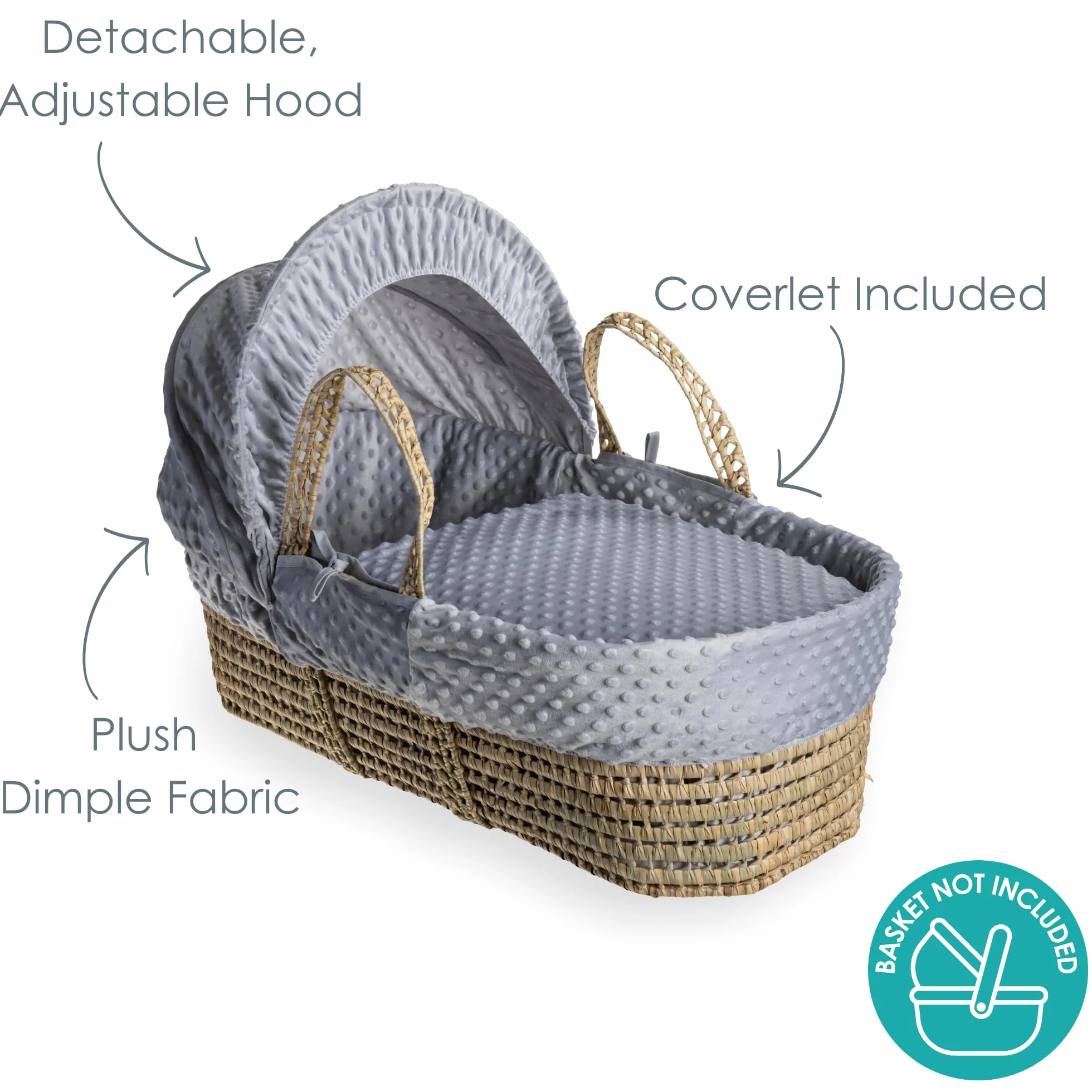 Clair de Lune Dimple - Set di biancheria da letto per culla (cestino non incluso) - (grigio)