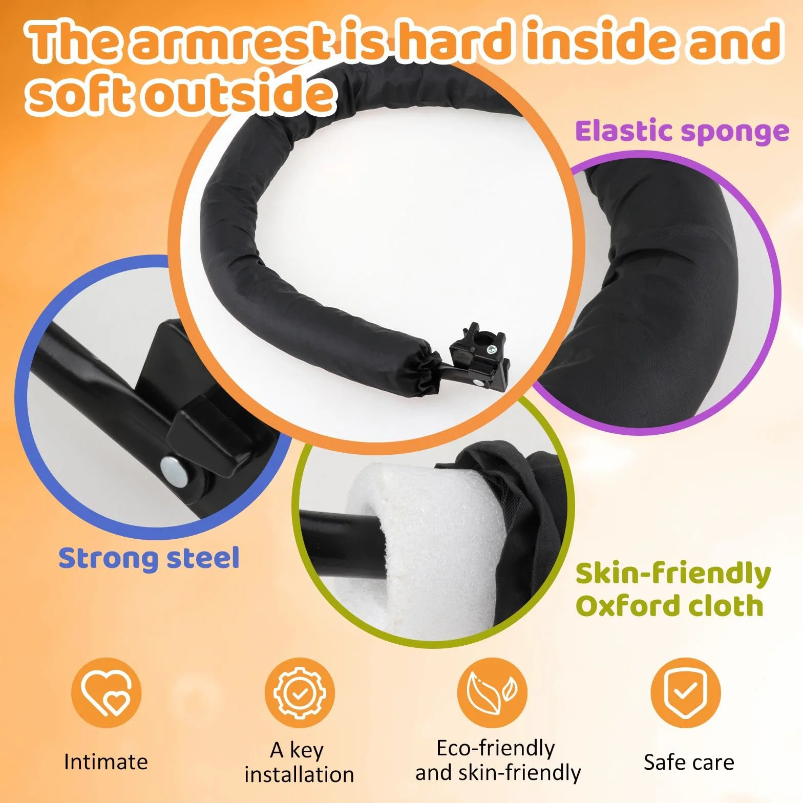 predolo Paracolpi per Passeggini, Barra Di Sicurezza per Passeggino, Barra Di Supporto per Manubrio Resistente Barra per Passeggino per Tubi Tondi in Acciaio Di Diametro 1,5 Cm-1,7 Cm