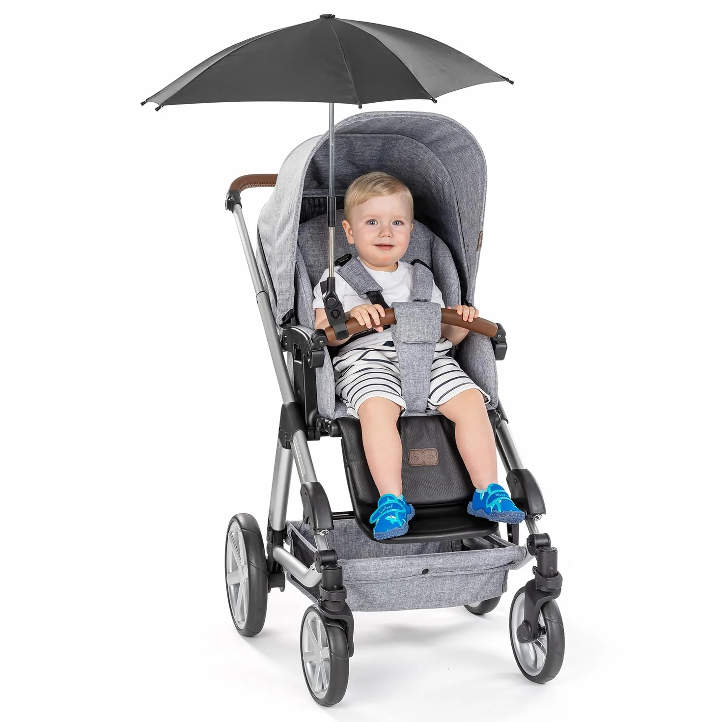 reer ShineSafe - Ombrellone universale per passeggino, girevole e inclinabile, colore: Nero