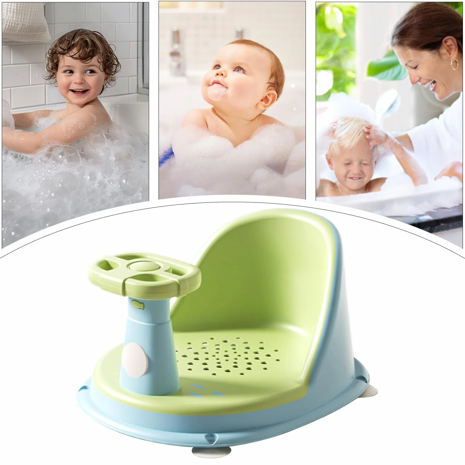 Stabile seggiolino da per bambini, comodo supporto per vasca, dispositivo per lavare i bambini da 10 pollici con struttura robusta, seggiolino da compatto con design portatile, vestibilità