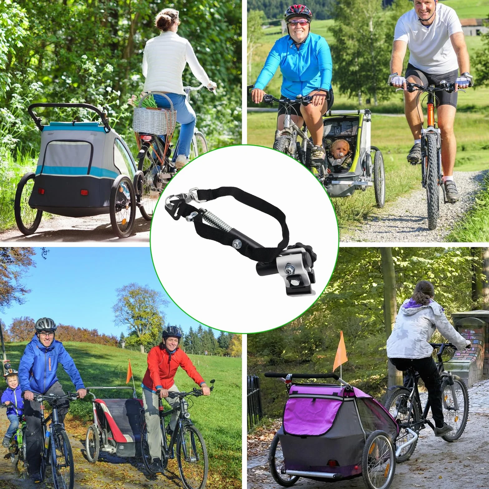 Frizione universale per rimorchio per bicicletta, in lega di alluminio, per tubi rotondi e ovali, connettore sinistro, per bambini, animali domestici e rimorchi