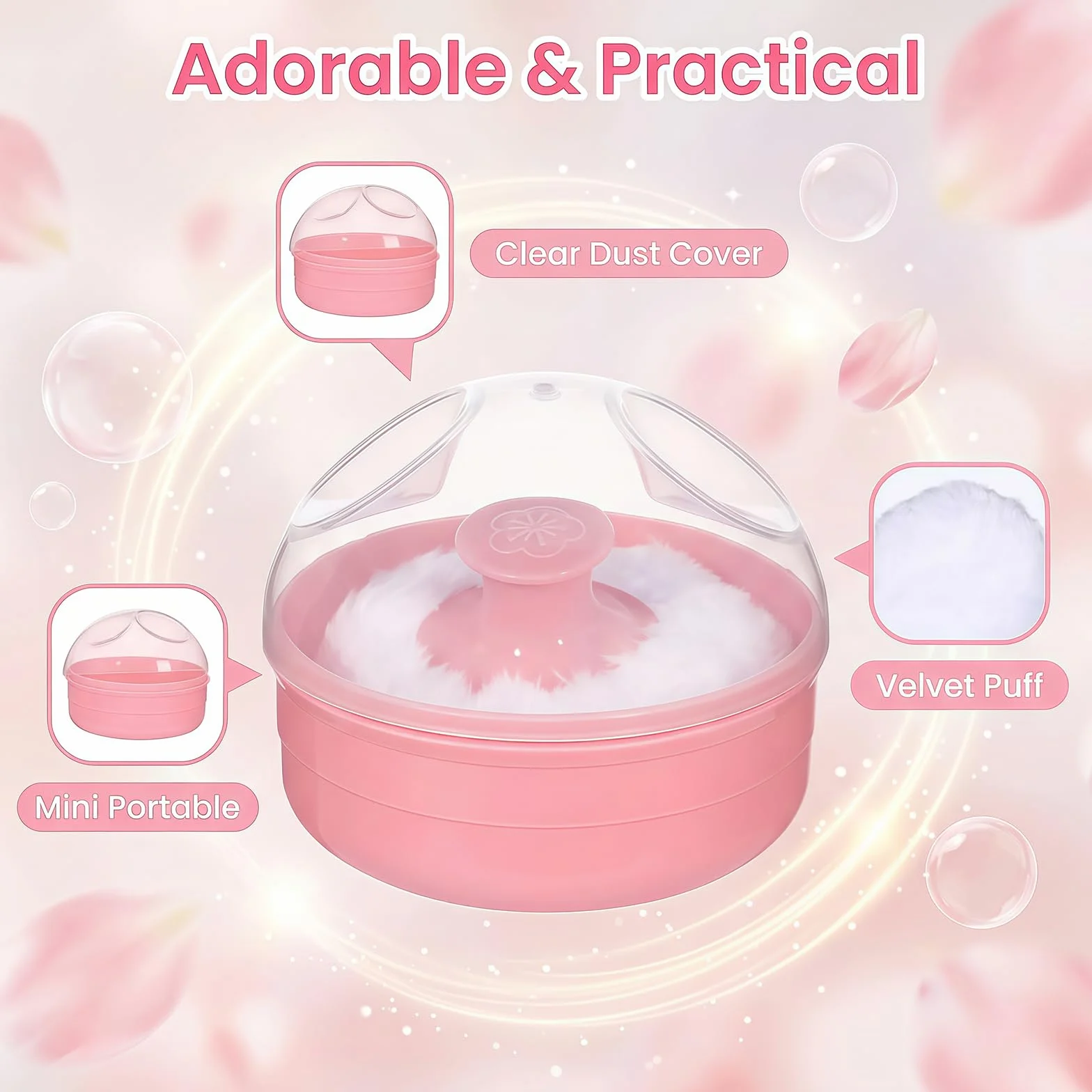 2PCS (blu + rosa) di plastica per la cura della pelle del bambino dopo lo sciolto caso polvere in polvere per il corpo fronte talco contenitore stoccaggio trucco con soffio di spugna morbida