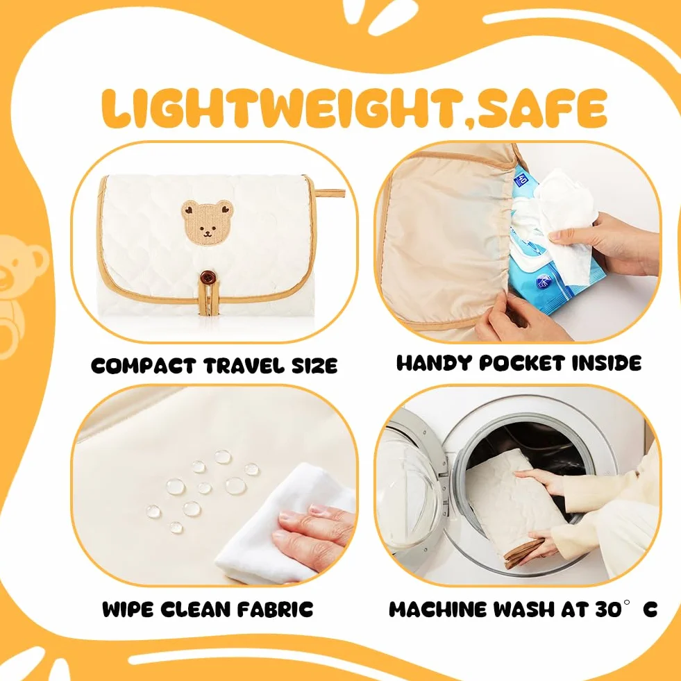 Fasciatoio Portatile Neonato, 87 x 57 CM Pieghevole e Impermeabile Fasciatoio, Cambio Pannolino per Neonato, Esterno, Casa, Viaggio, Regalo Nascita Perfetto per Bimbo e Bimba