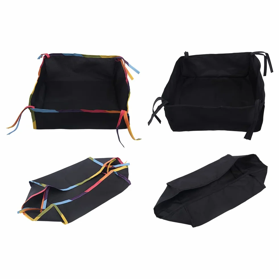 Cestino inferiore per passeggino per bambini, borsa portaoggetti con corde in tessuto Oxford universale di grande capacità per accessori (nero)(nero)