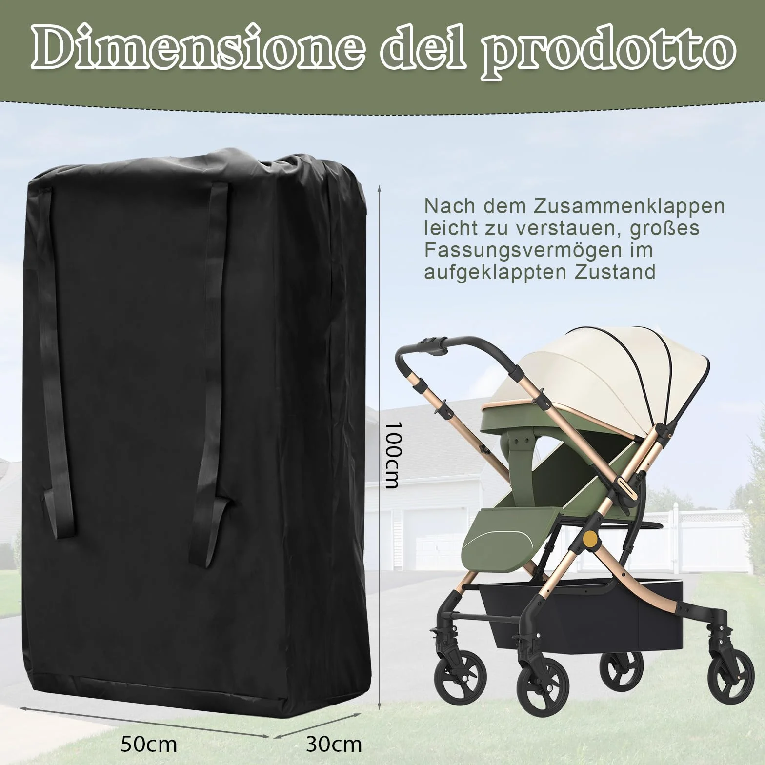 Borsa Trasporto Passeggino Leggero, Borsa da Viaggio per Passeggino Impermeabile Nero Borsa Passeggino Viaggio Universale, Sacca Passeggino Aereo Utilizzato per Trasporto Passeggino
