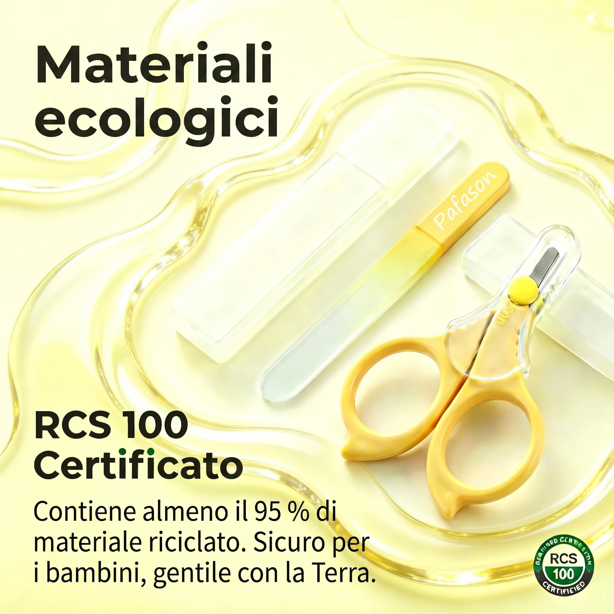 PAFASON Bambino Rotonda Punta Sicurezza Manicure Unghia Cesoie e Bambino Vetro Lima Unghia Set, Acciaio Inossidabile, Ceco Galleggiante Vetro, Ideale per Neonato, Neonati, Bambini Piccoli
