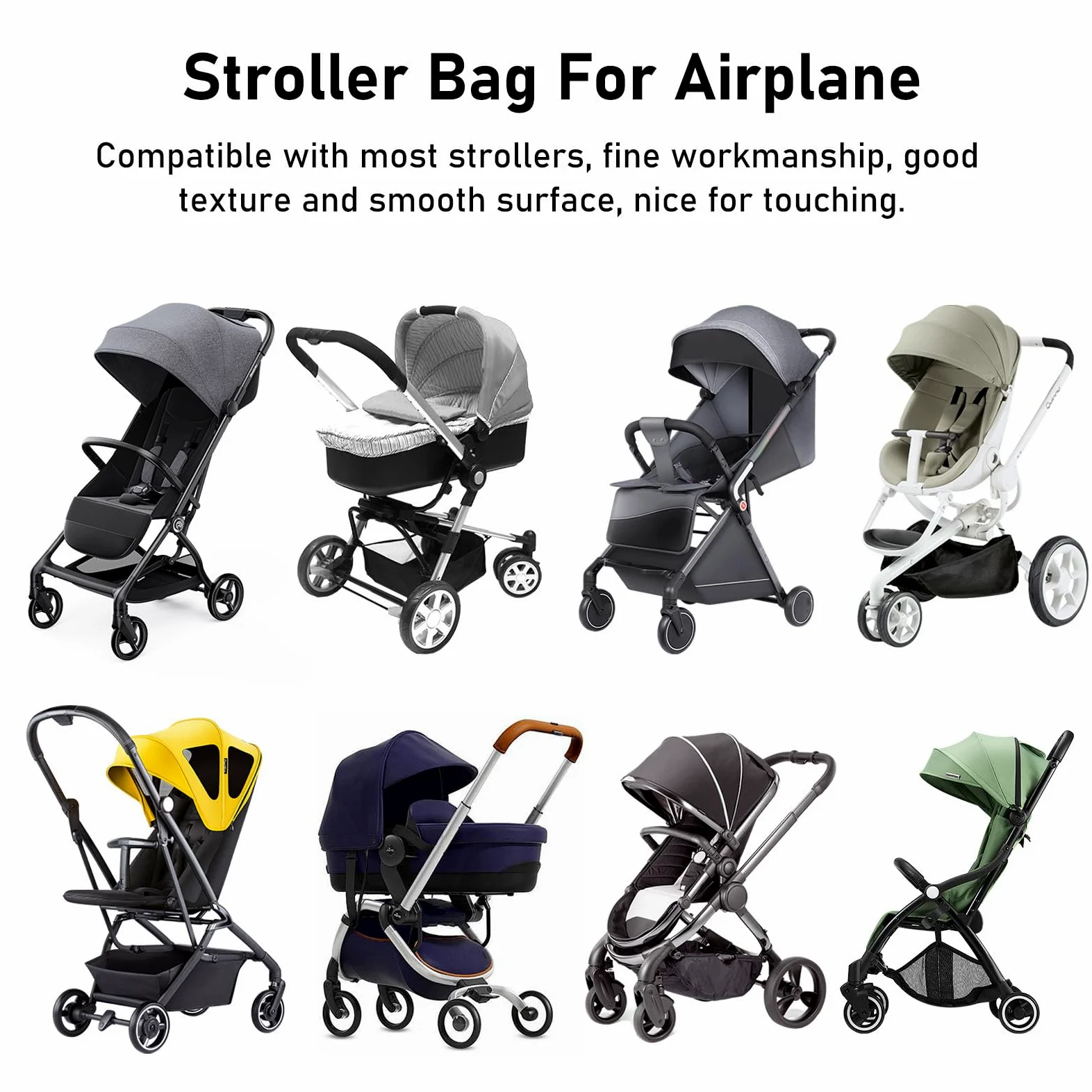 Outanaya Borsa per Passeggino da Viaggio in Nailon Nero Chiusura a Coulisse e Spallacci, Compatibile la Maggior Parte dei Passeggini, per Viaggi in Aereo e Trasferimenti