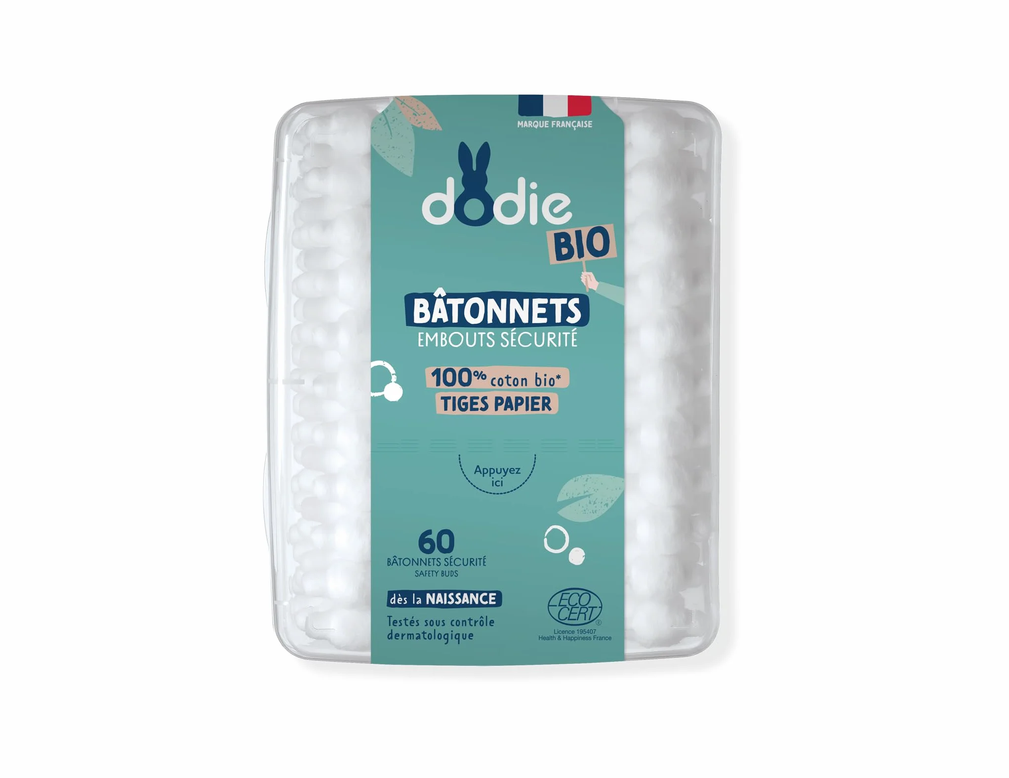 Dodie, Bastoncini per Bambini Bio, dalla Nascita, 60 Pezzi