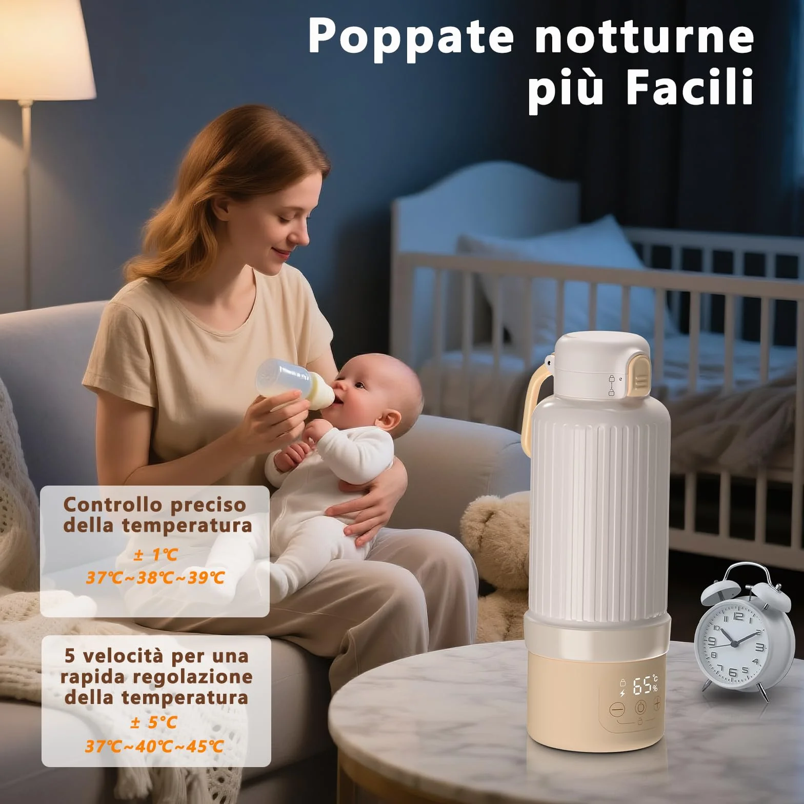 Scaldabiberon Portatile Senza Fili, Grande Capacità di 500ml Scalda Biberon Neonato Portatile, Riscaldamento Rapido e Lunga Durata della Batteria, Comodo Da Usare Sempre e Ovunque