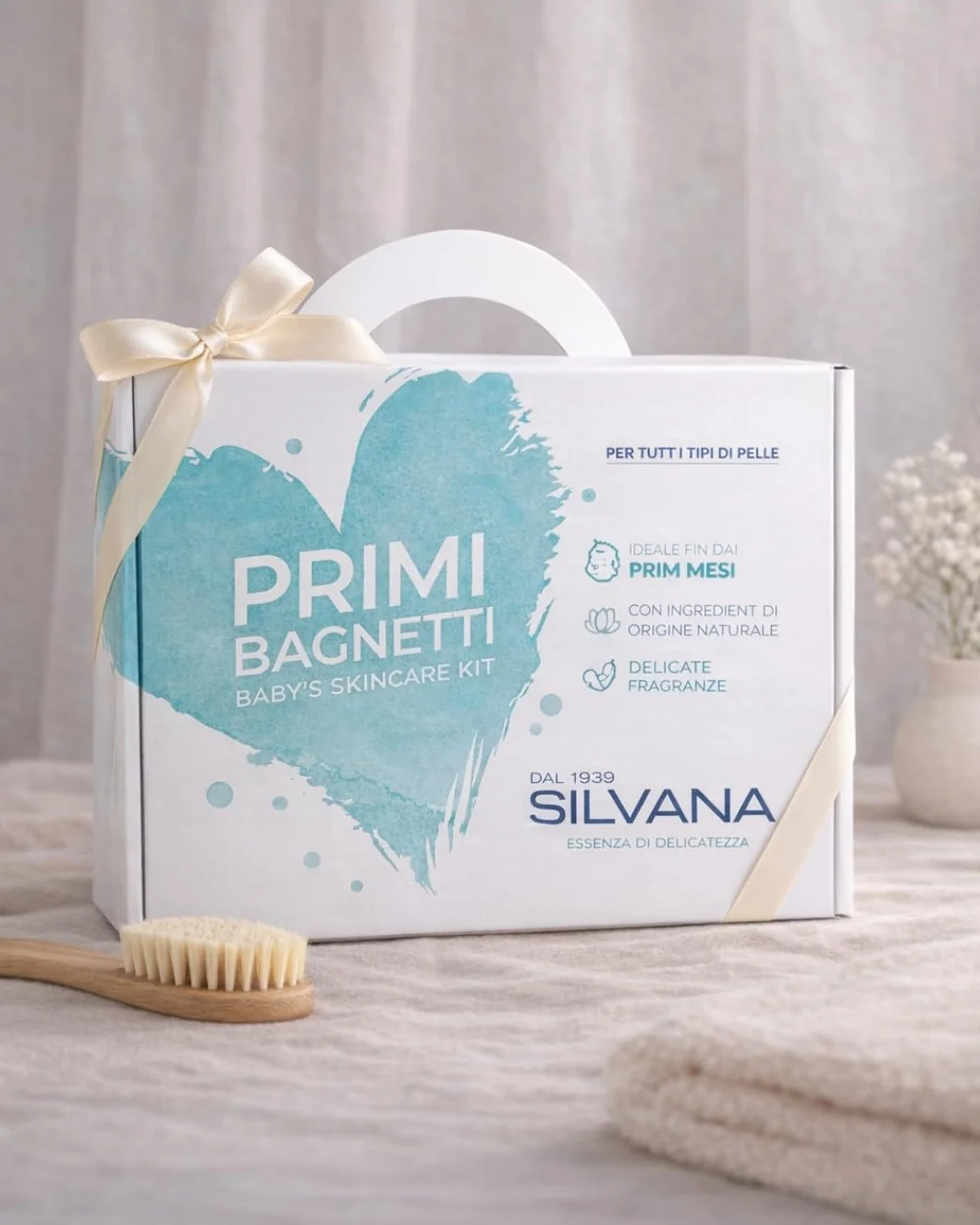 Silvana Primi Bagnetti – Cofanetto Regalo Neonato con Fiale da Bagno e Spugna Marina Naturale – Kit Bagnetto Delicato per Neonati | Kit Bagnetto Neonato con Fiale da Bagno e Spugna Marina Naturale
