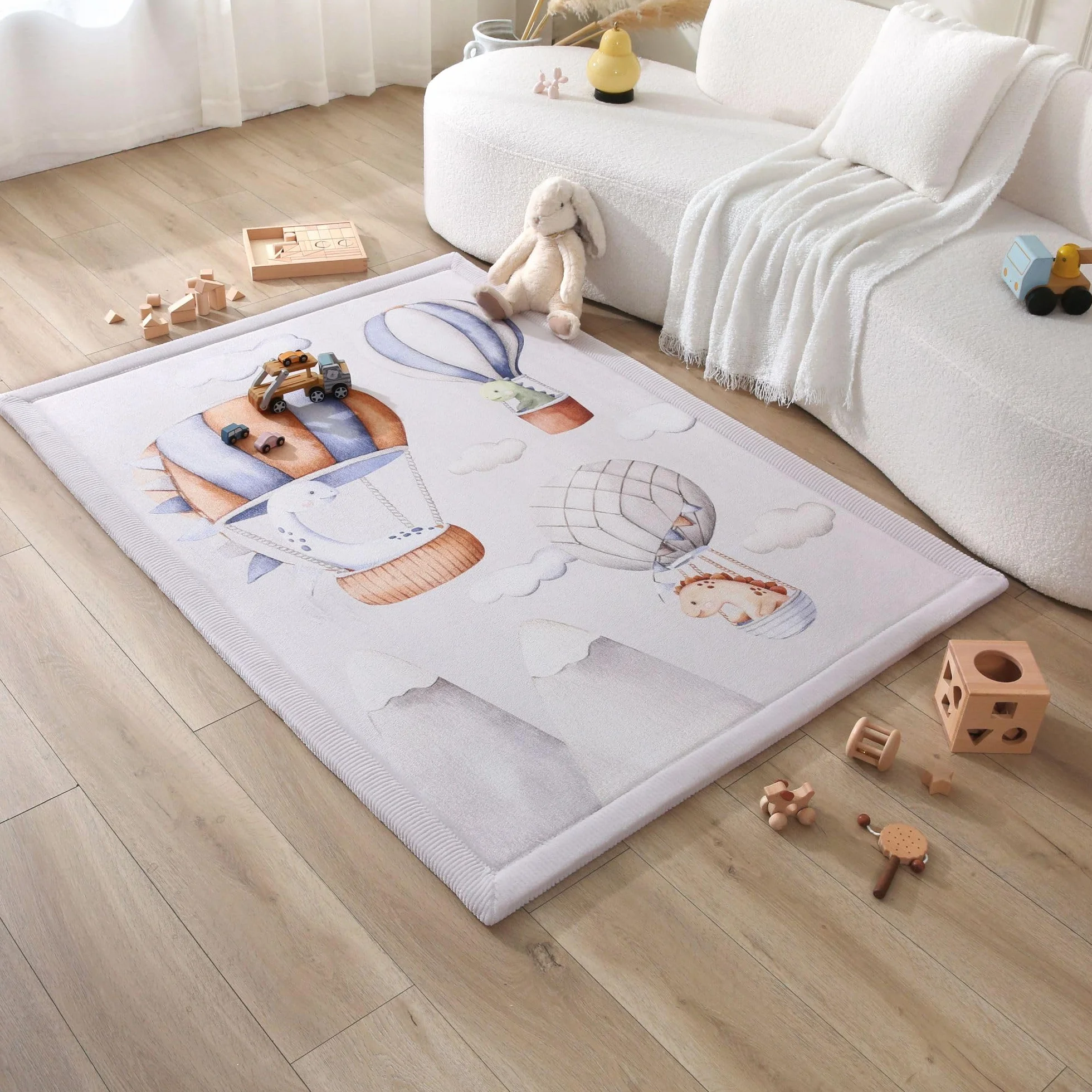 Hakuna Matte Tappetino per bambini, 170 x 120 x 2,5 cm, palloncini di dinosauro, tappetino per bambini, con memory foam, coperta da gioco antiscivolo, Tatami Bebe, pavimenti per bambini | Coral Velvet - Tappeto in schiuma ad alta densità, per gattonare, g