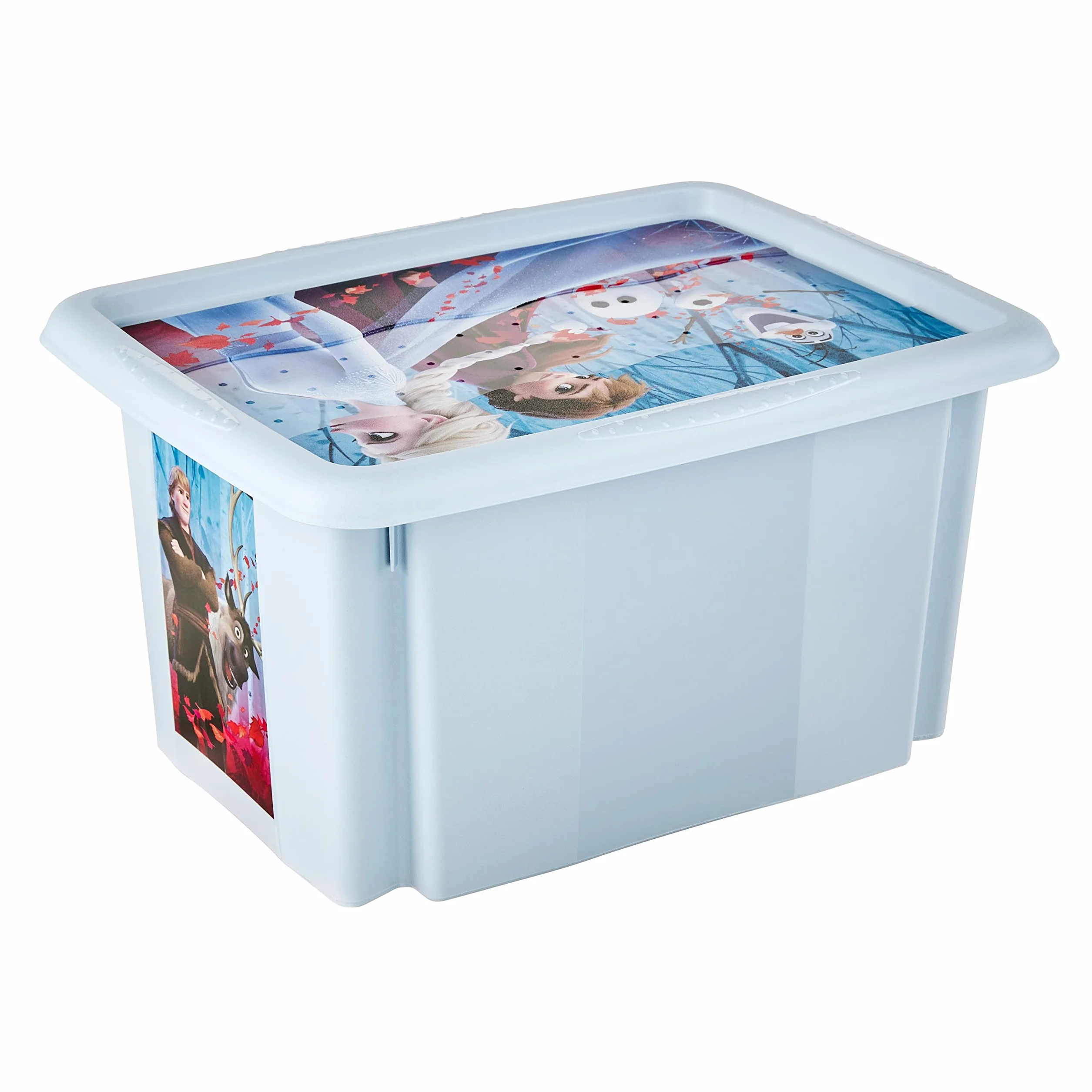 keeeper Frozen 2 - Scatola portaoggetti con coperchio, girevole e impilabile, per bambini, 15 l, colore: Blu