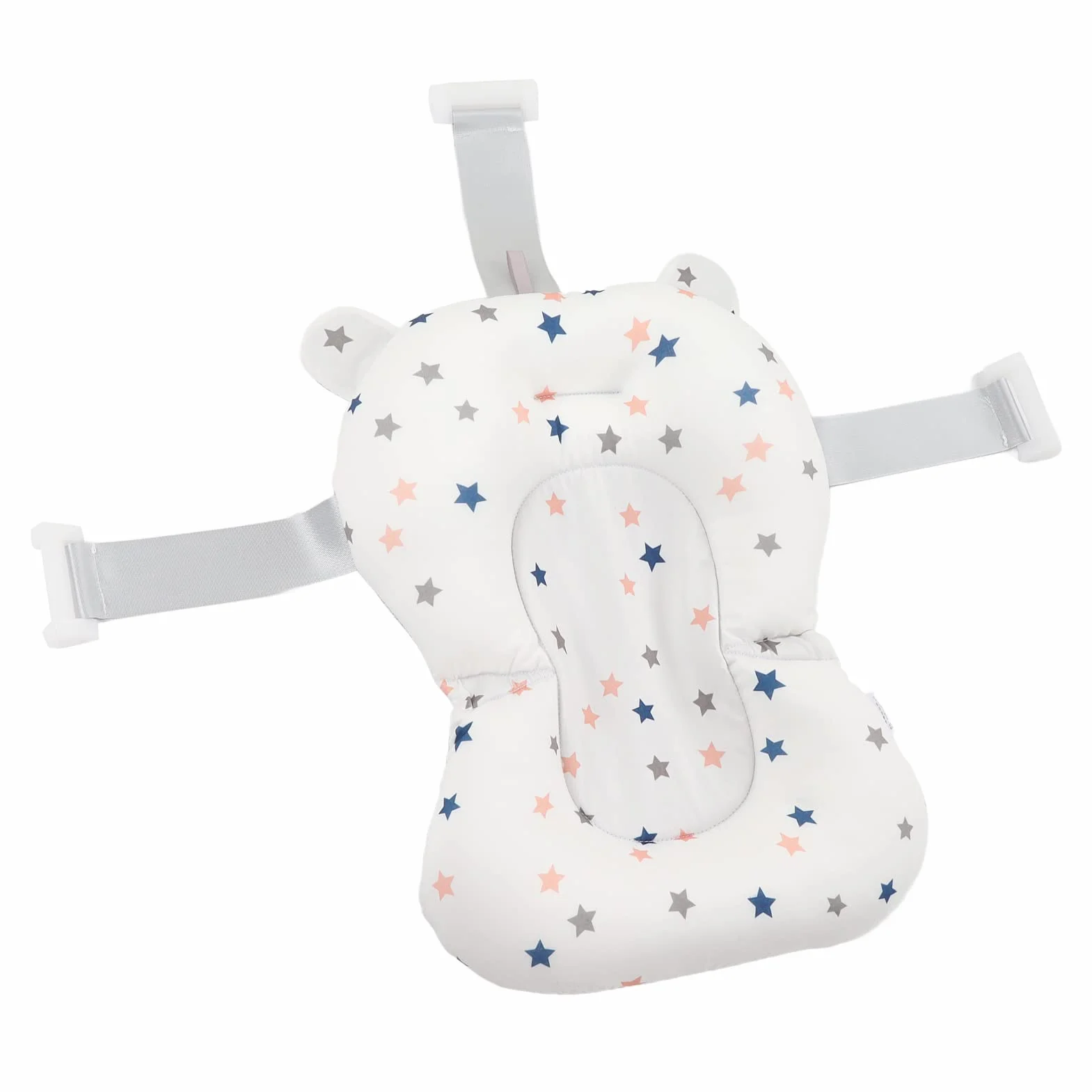 Sostenitore del Bagnetto per Neonati, Cuscino per Sedile Regolabile per Vasca da Bagno Pieghevole Morbido per Bagno per Bambini (Stelle bianche)
