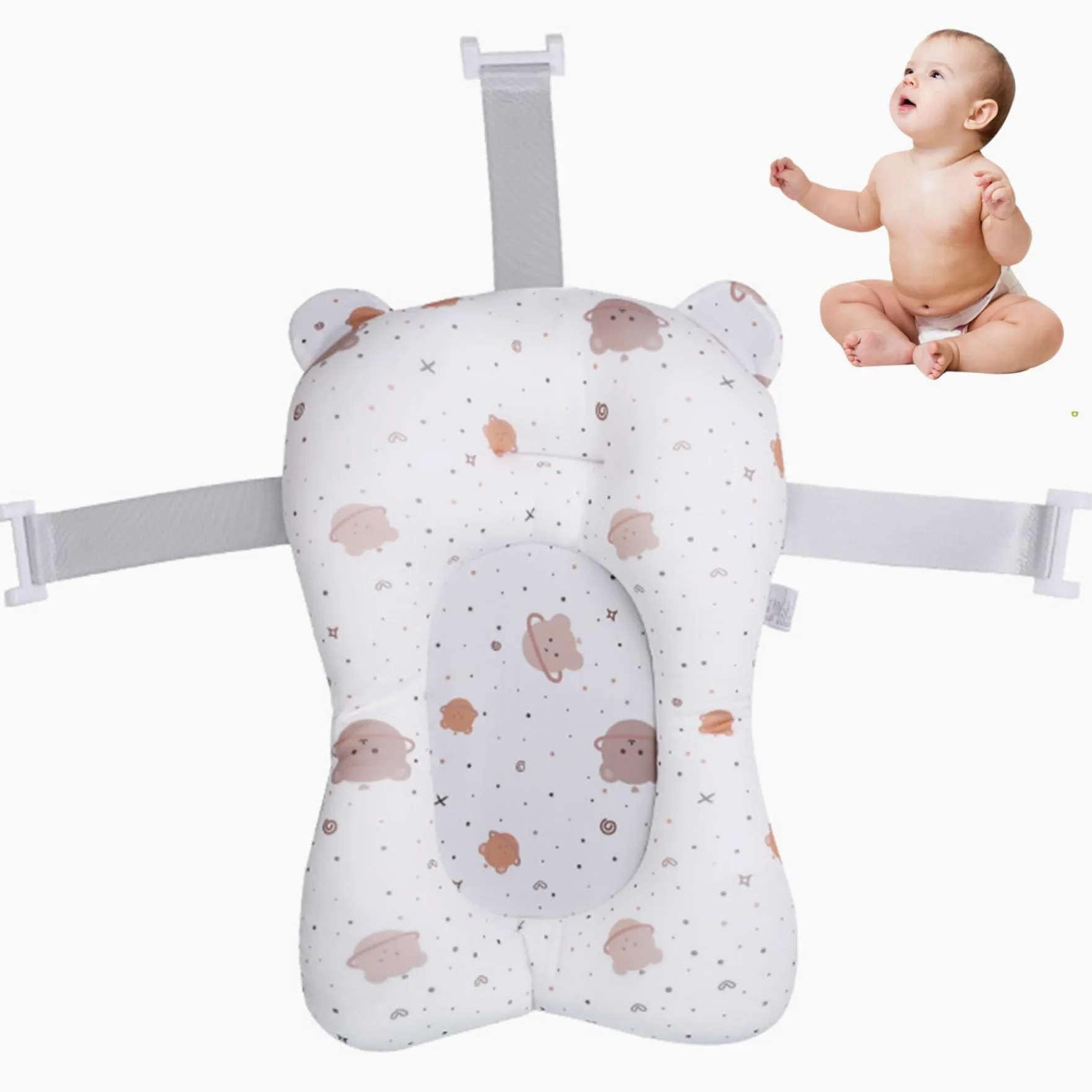 Supporto per bagnetto per bambini Morbido e confortevole Cuscino per vasca da bagno per bambini Antiscivolo Regolabile Vasca da bagno per neonati Cuscino facile da pulire per neonati Forniture p
