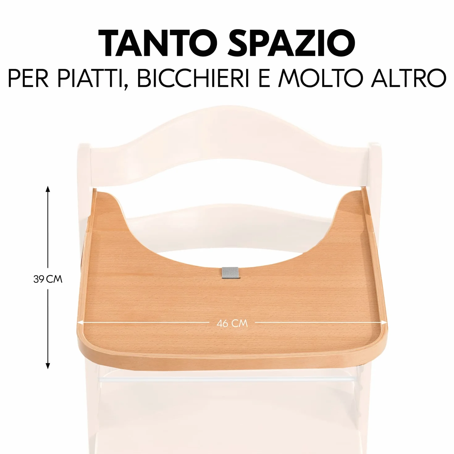 hauck Alpha Wooden Tray, Marrone Naturale - Vassoio in Legno Compatibile con Seggiolone Pappa Alpha+ e Beta+ per Bambini 6-36 Mesi, con Bordo Rialzato e Cert. FSC®